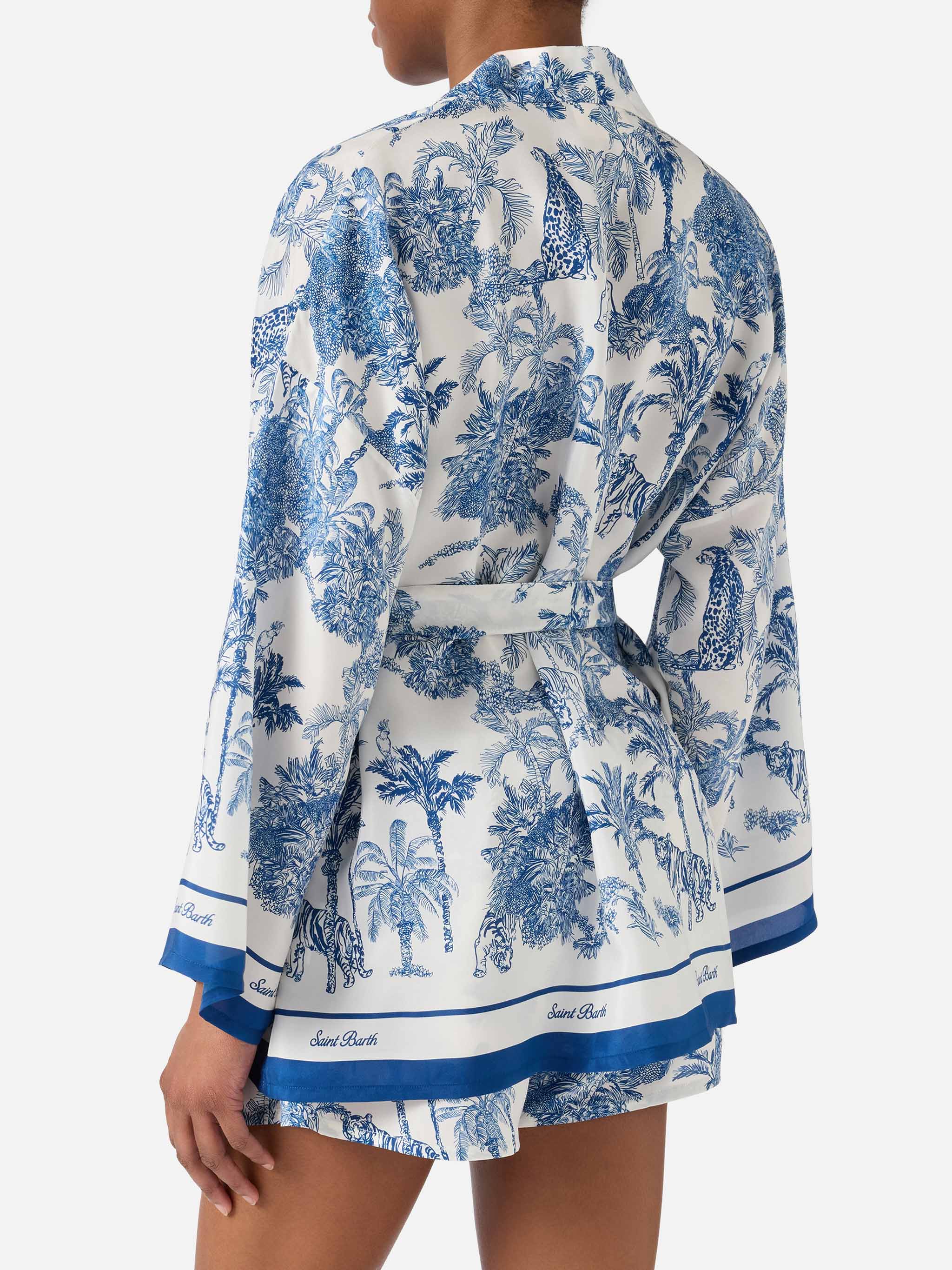 Kimono corto Carly in seta con stampa toile de Jouy - Image 3