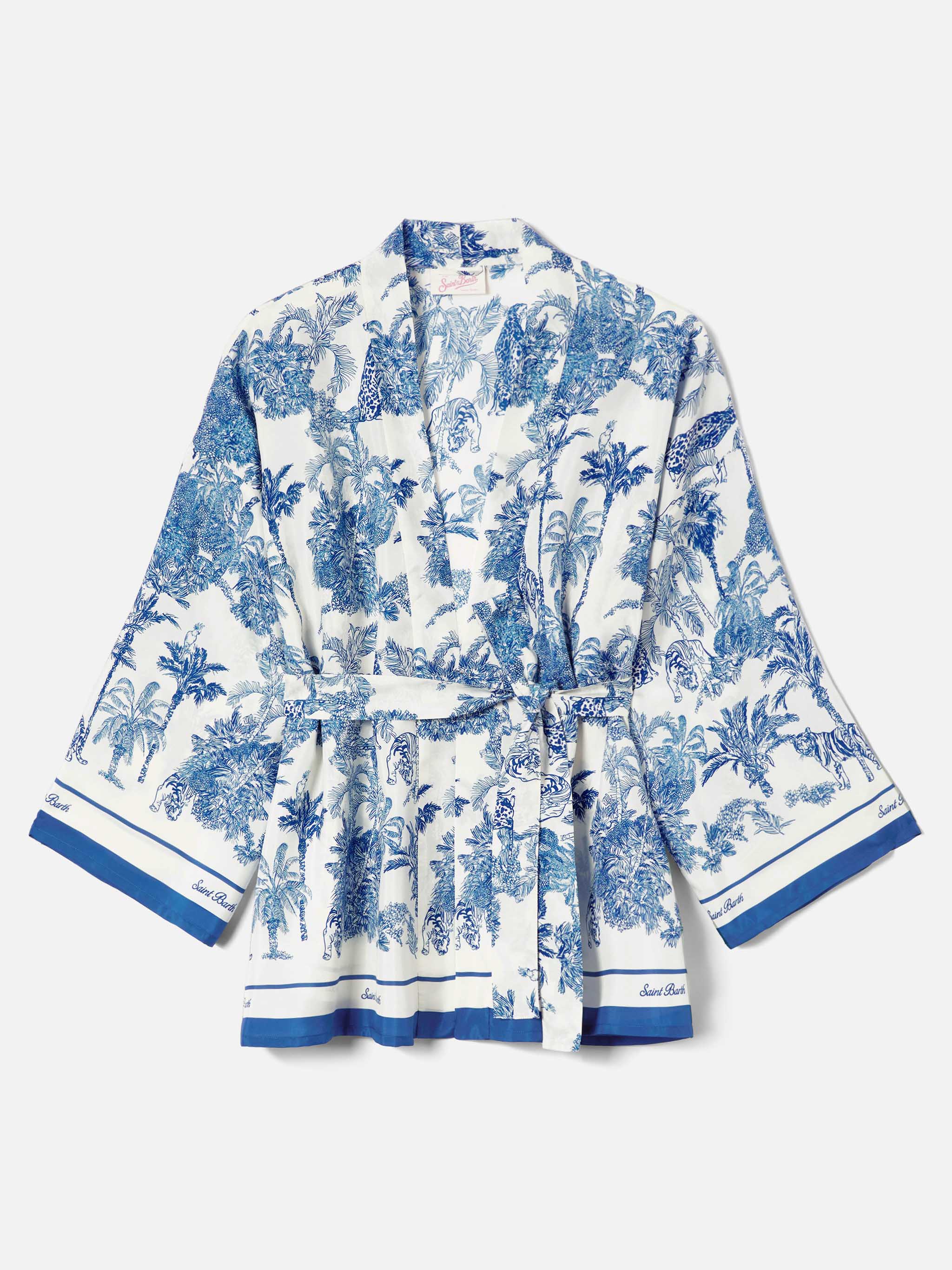 Kimono corto Carly in seta con stampa toile de Jouy - Image 4