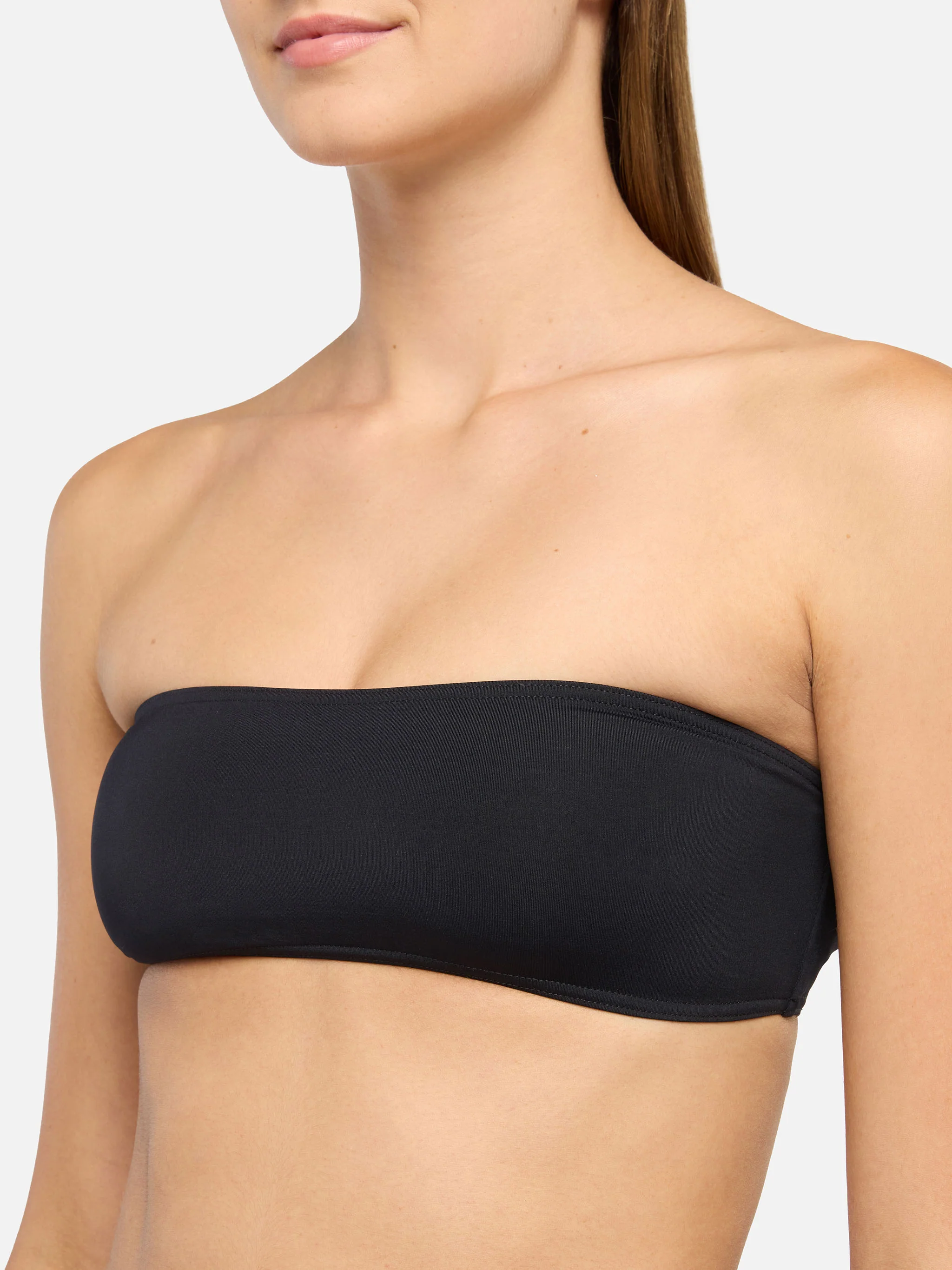 Bikini a fascia Rebby Sibilla con slip a vita alta e sgambatura alta in nero - Image 3