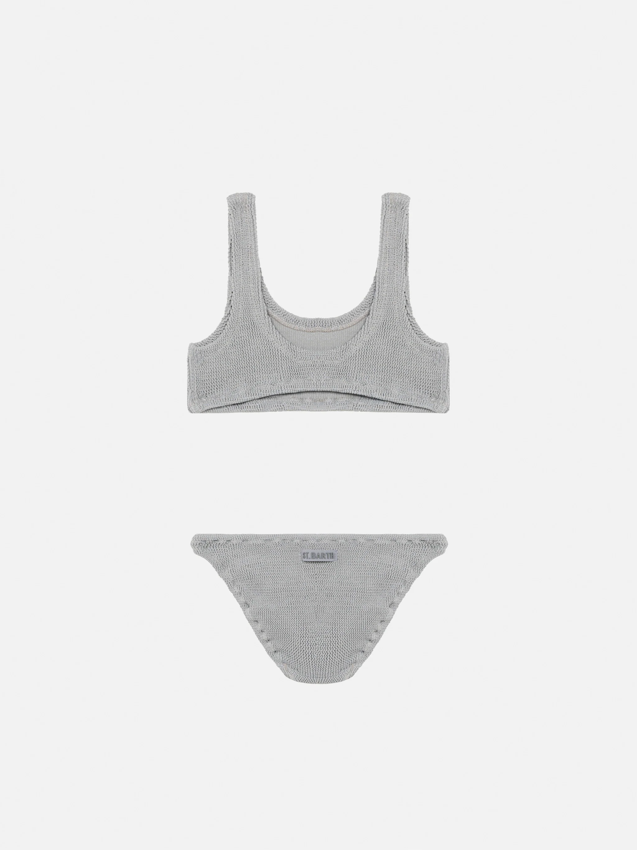 Bikini a triangolo Baker in crinkle lurex argento - Image 2