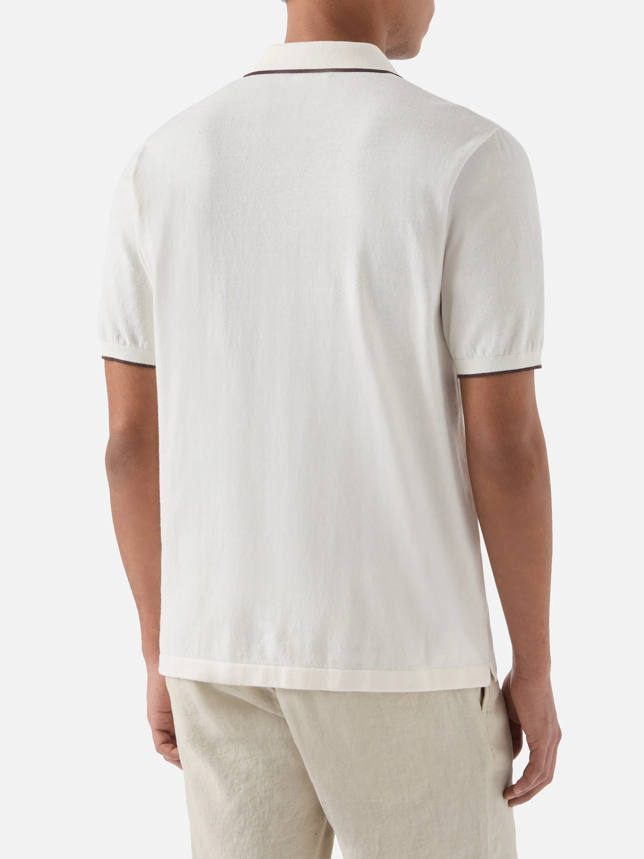 Polo Sloan in cotone pregiato high twist beige con profili a contrasto - Image 3
