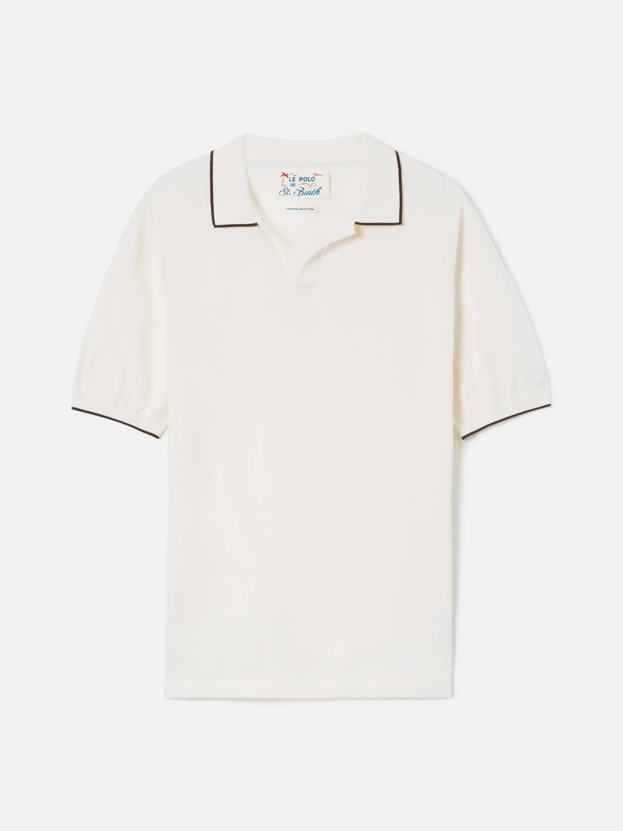 Polo Sloan in cotone pregiato high twist beige con profili a contrasto - Image 5