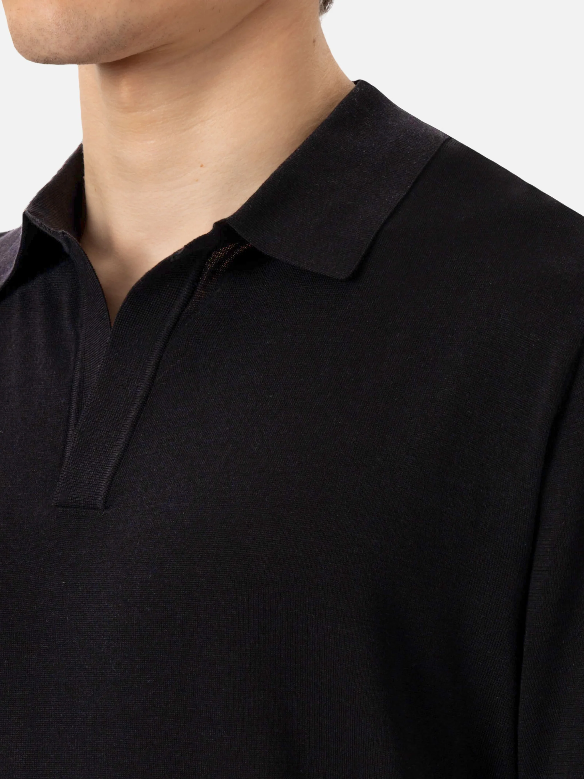 Polo Sloan in maglia seta e cotone nero - Image 2
