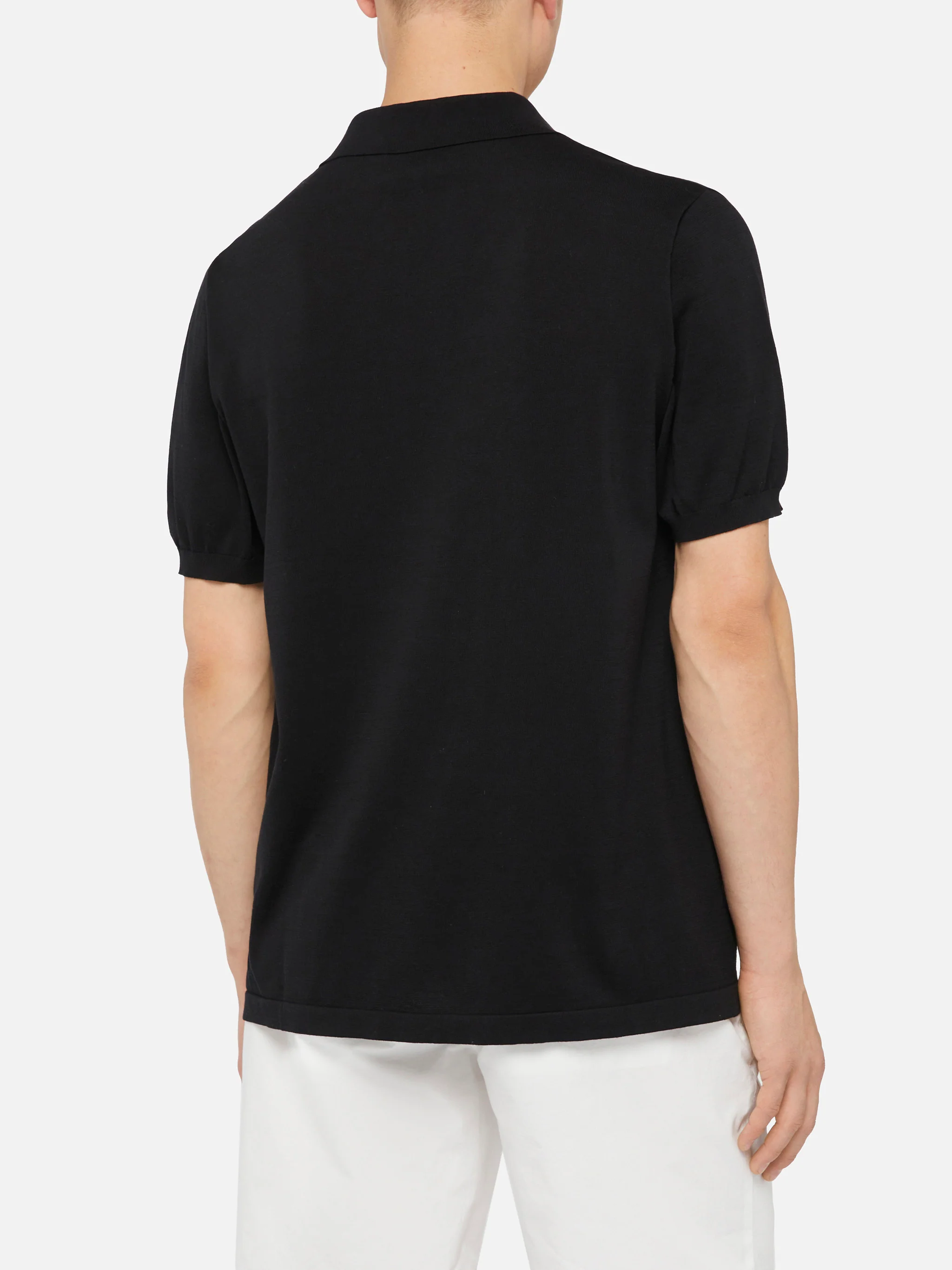 Polo Sloan in maglia seta e cotone nero - Image 3
