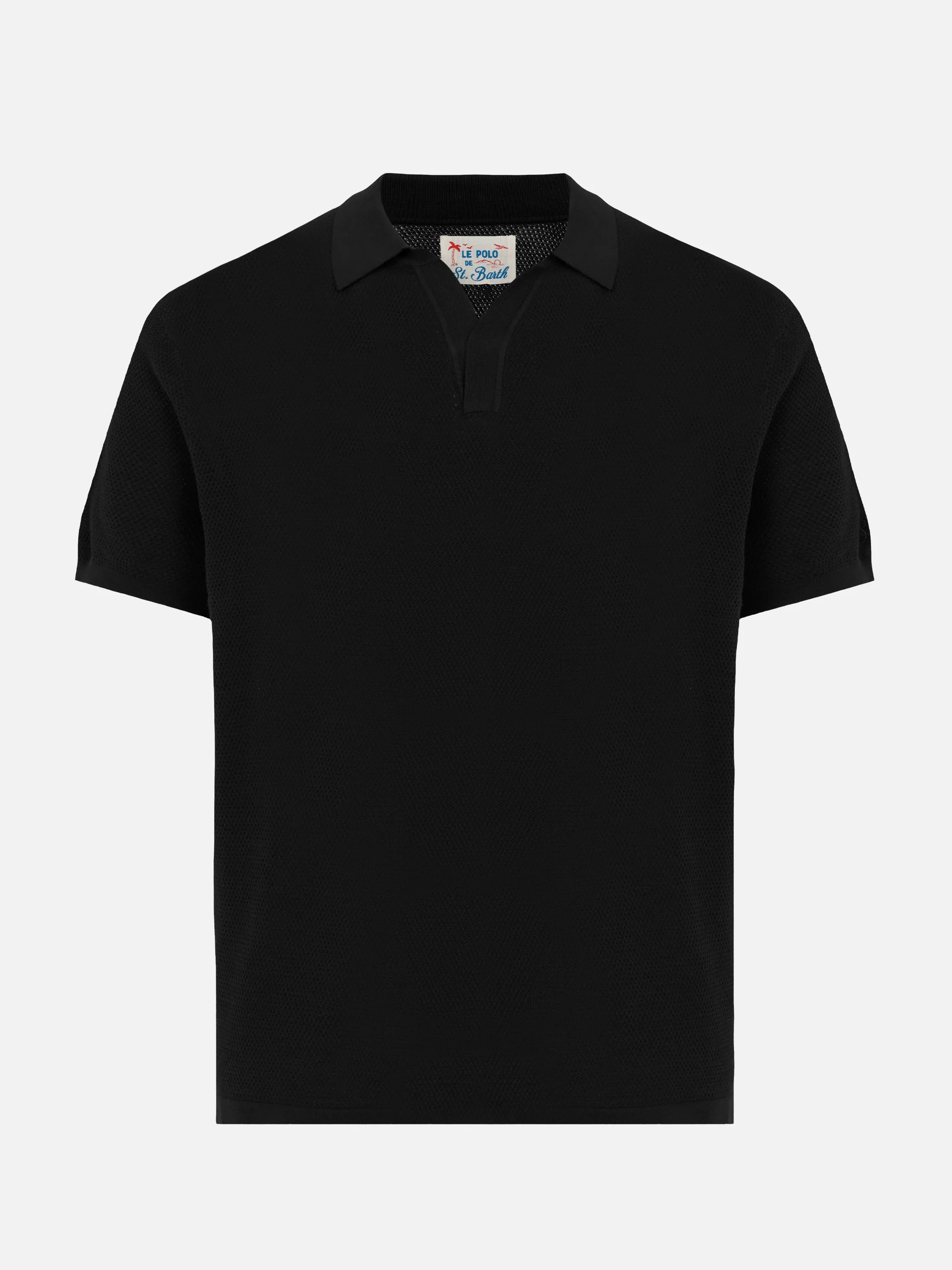 Polo Sloan in maglia seta e cotone nero - Image 5