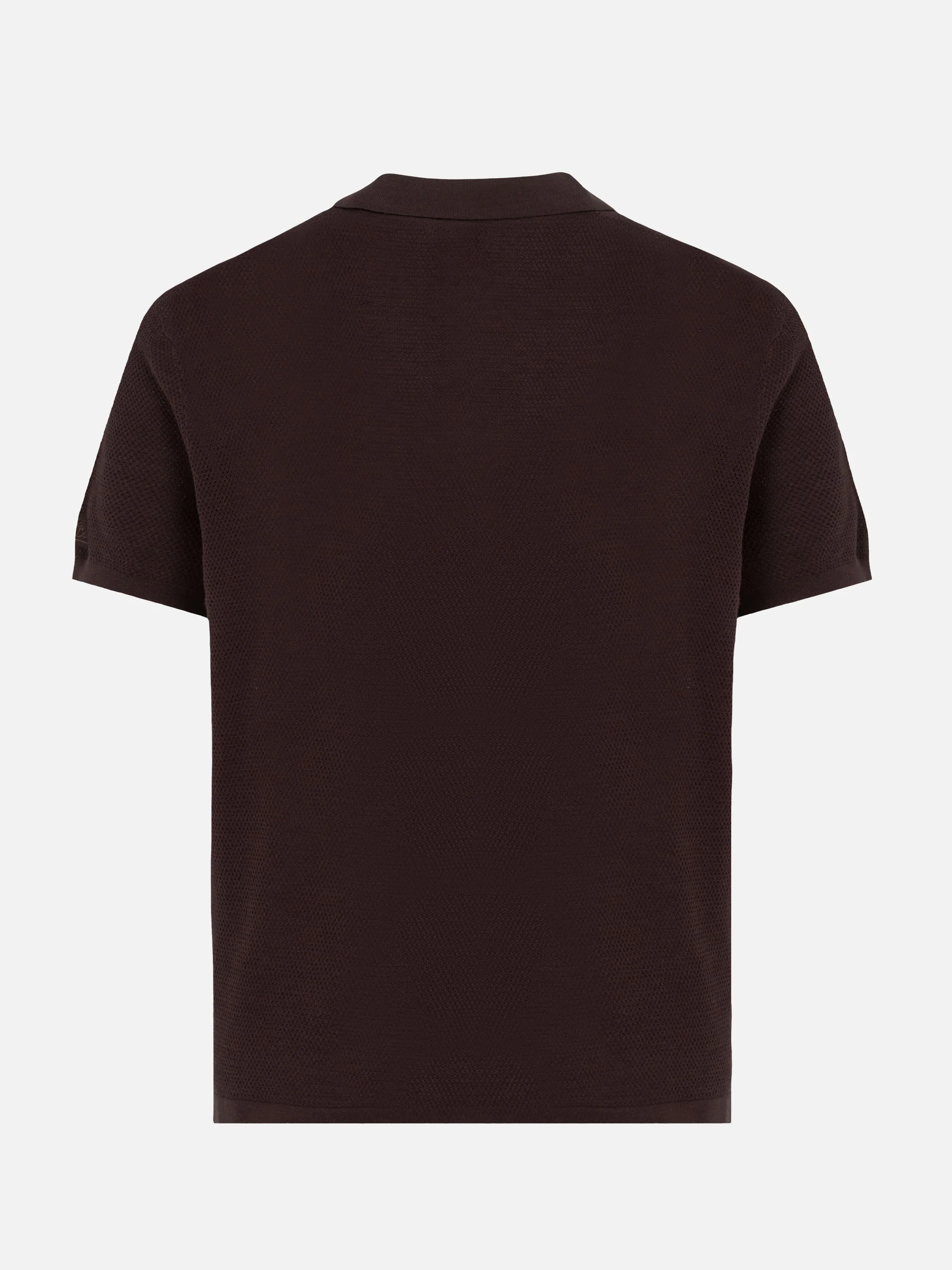 Polo Sloan senza bottoni in maglia a rete marrone - Image 6