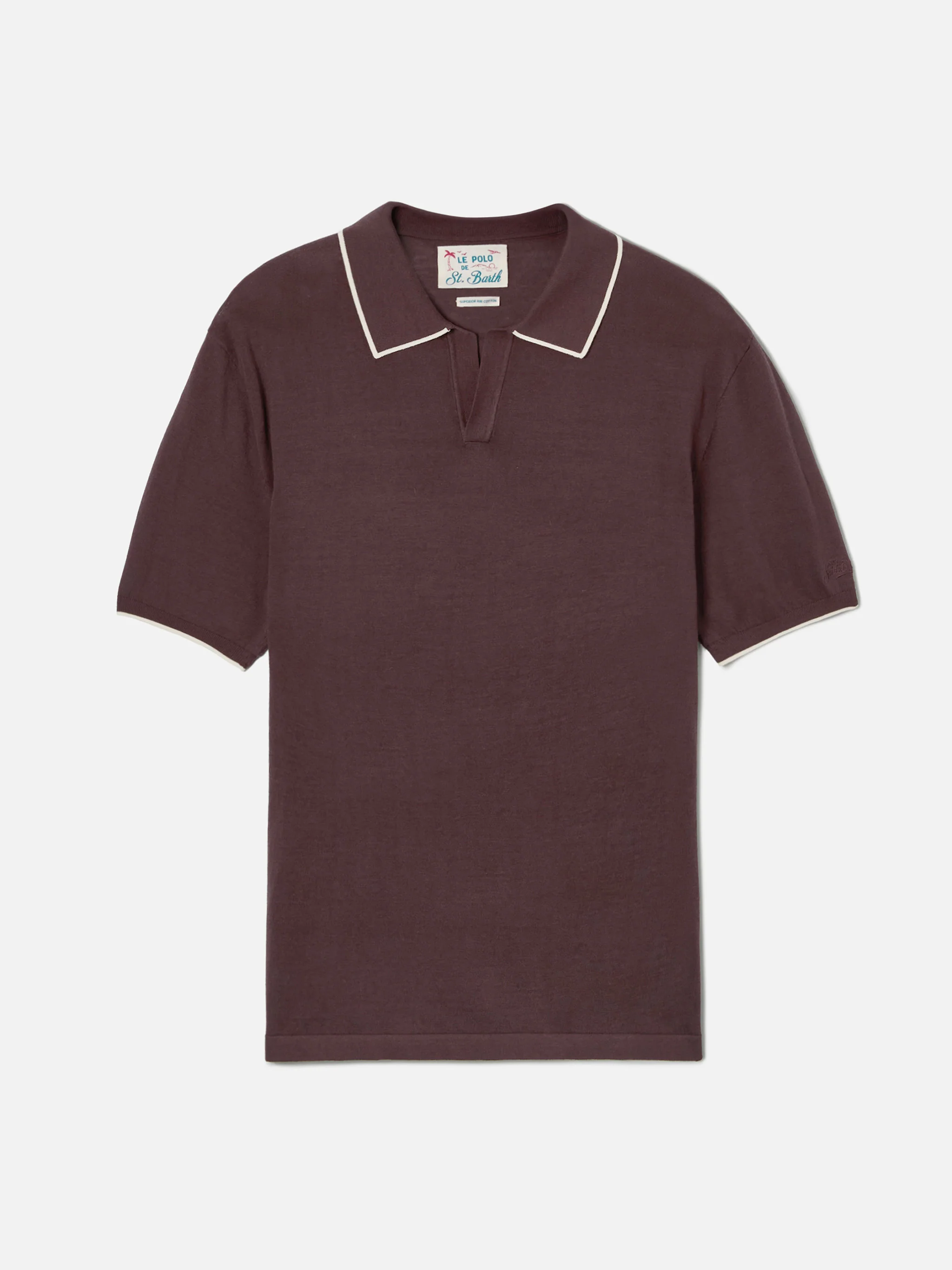 Polo Sloan in cotone pregiato high twist marrone con profili a contrasto - Image 4