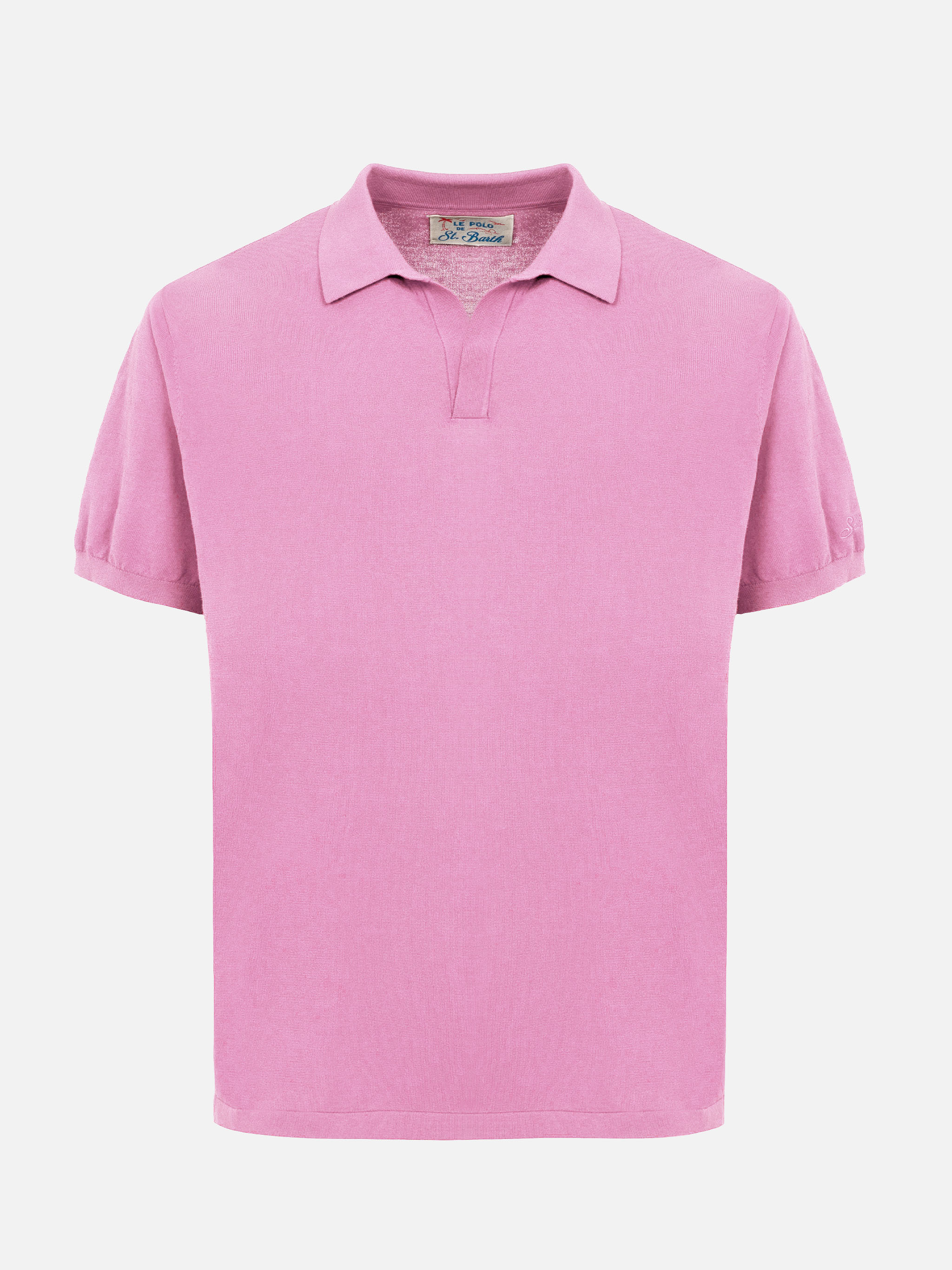 Polo Sloan in maglia rosa bubble senza bottoni - Image 3