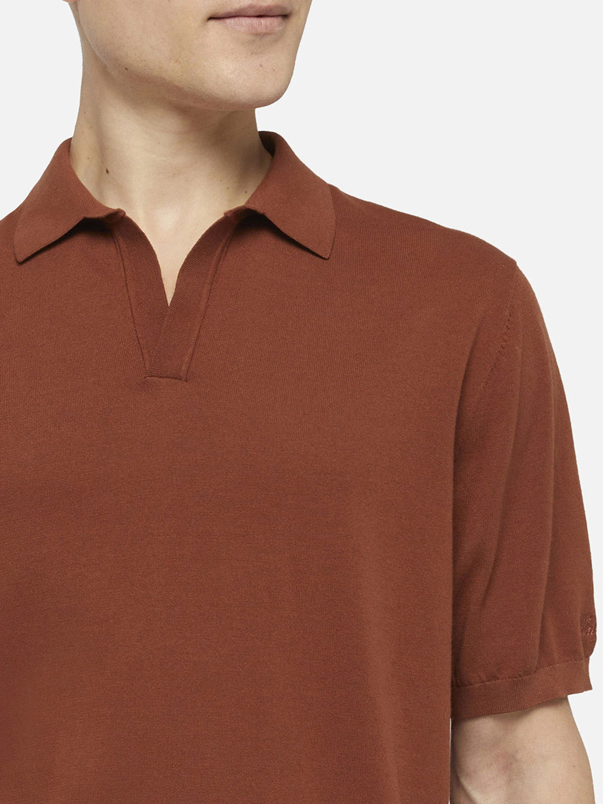 Polo Sloan senza bottoni in maglia cammello - Image 2