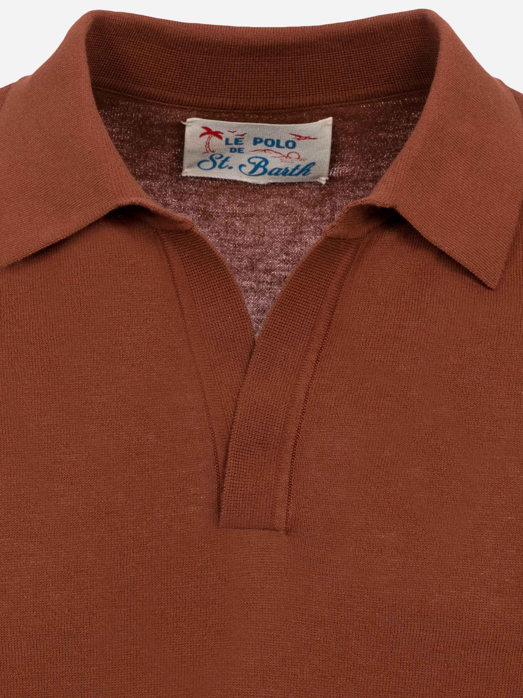 Polo Sloan senza bottoni in maglia cammello - Image 6