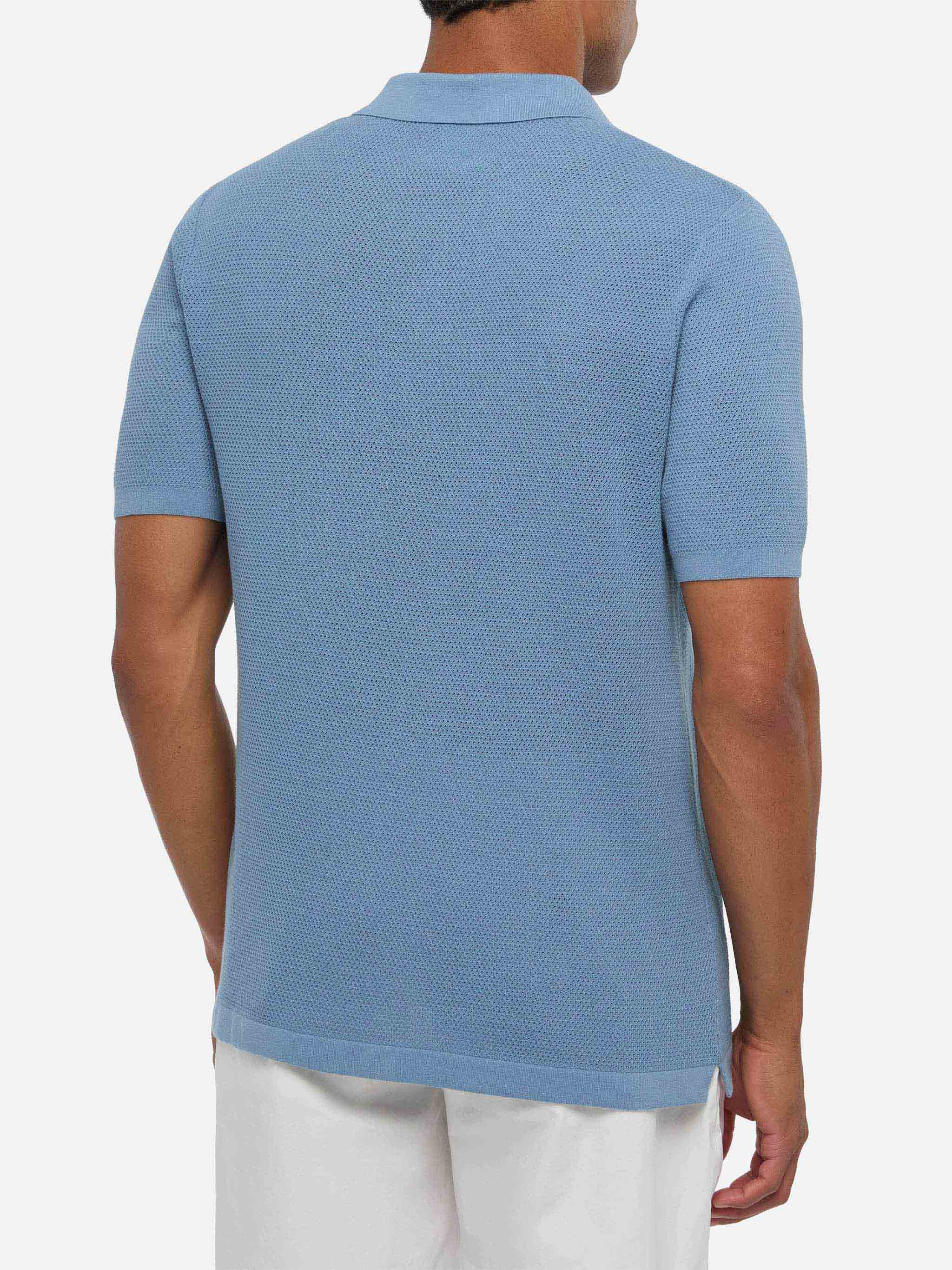 Polo Sloan senza bottoni in maglia a rete azzurro polvere - Image 3