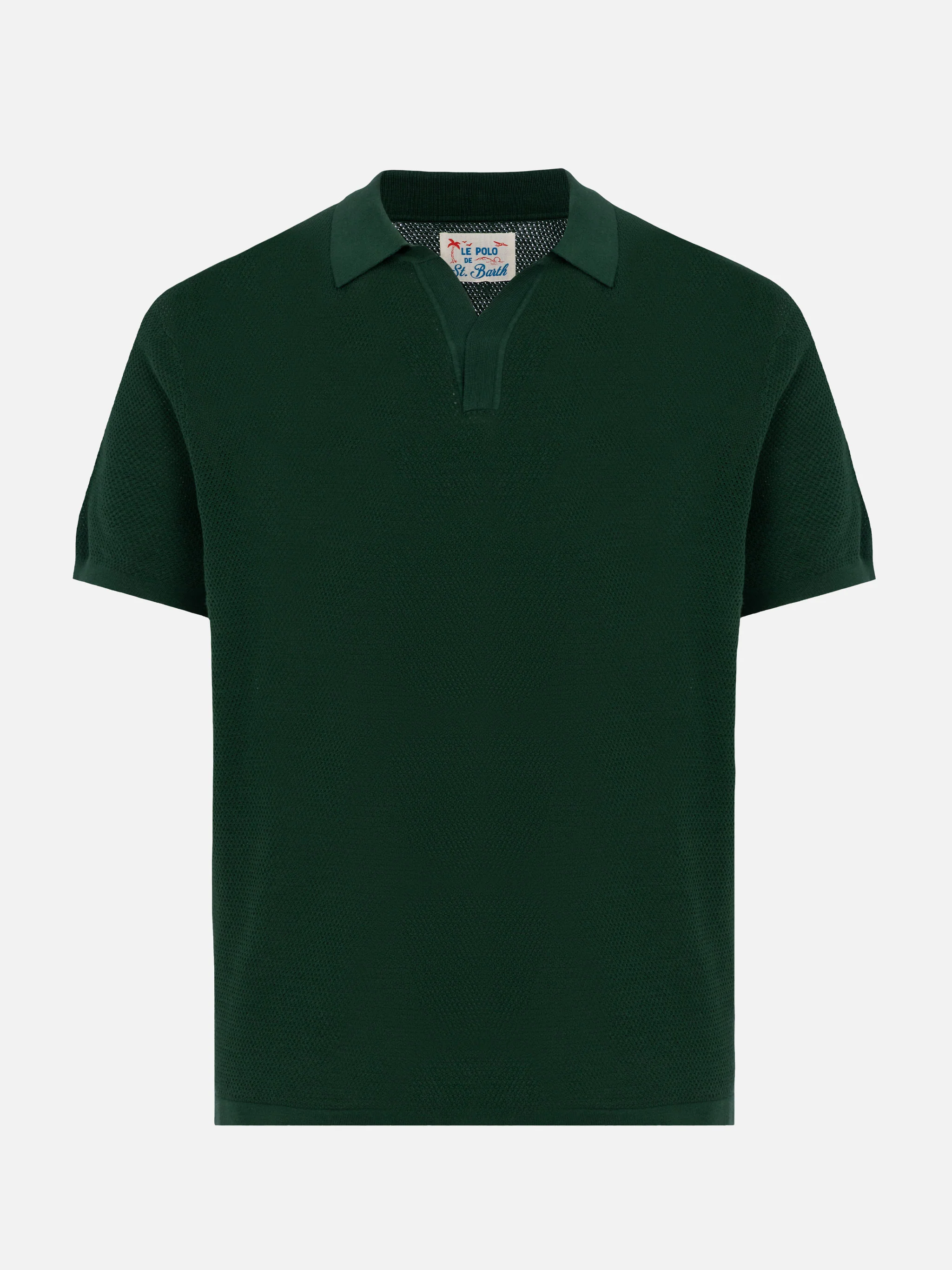 Polo Sloan senza bottoni in maglia a rete verde - Image 4