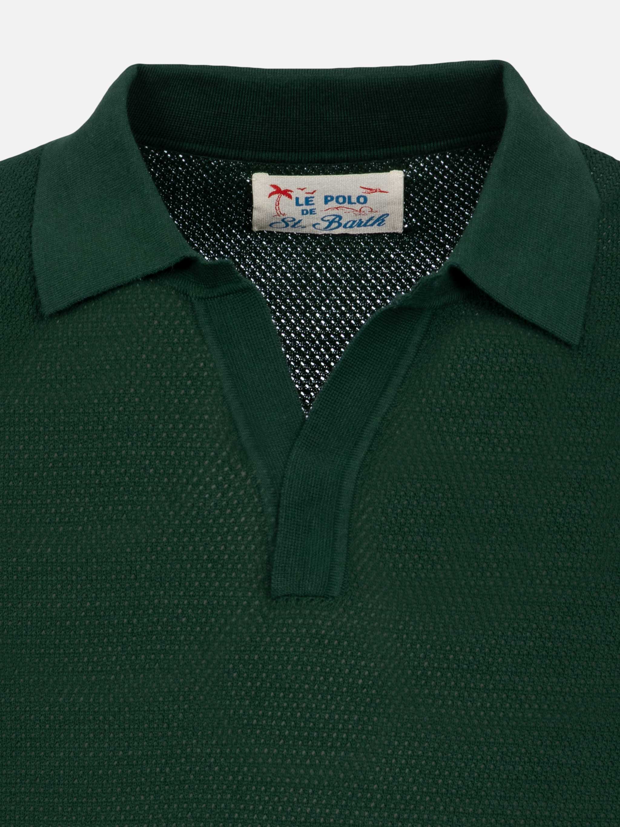 Polo Sloan senza bottoni in maglia a rete verde - Image 6