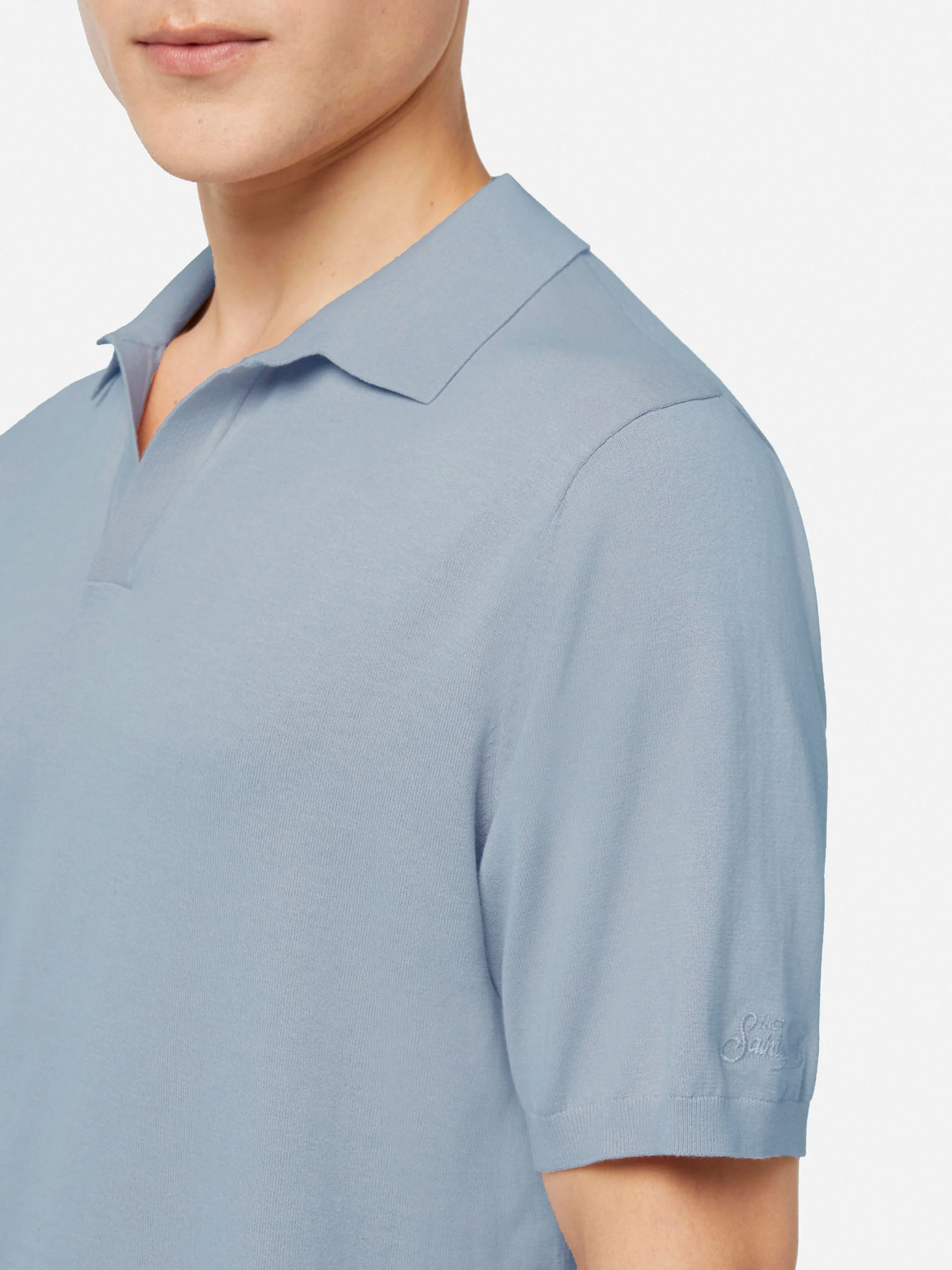 Polo Sloan in maglia azzurro senza bottoni - Image 2