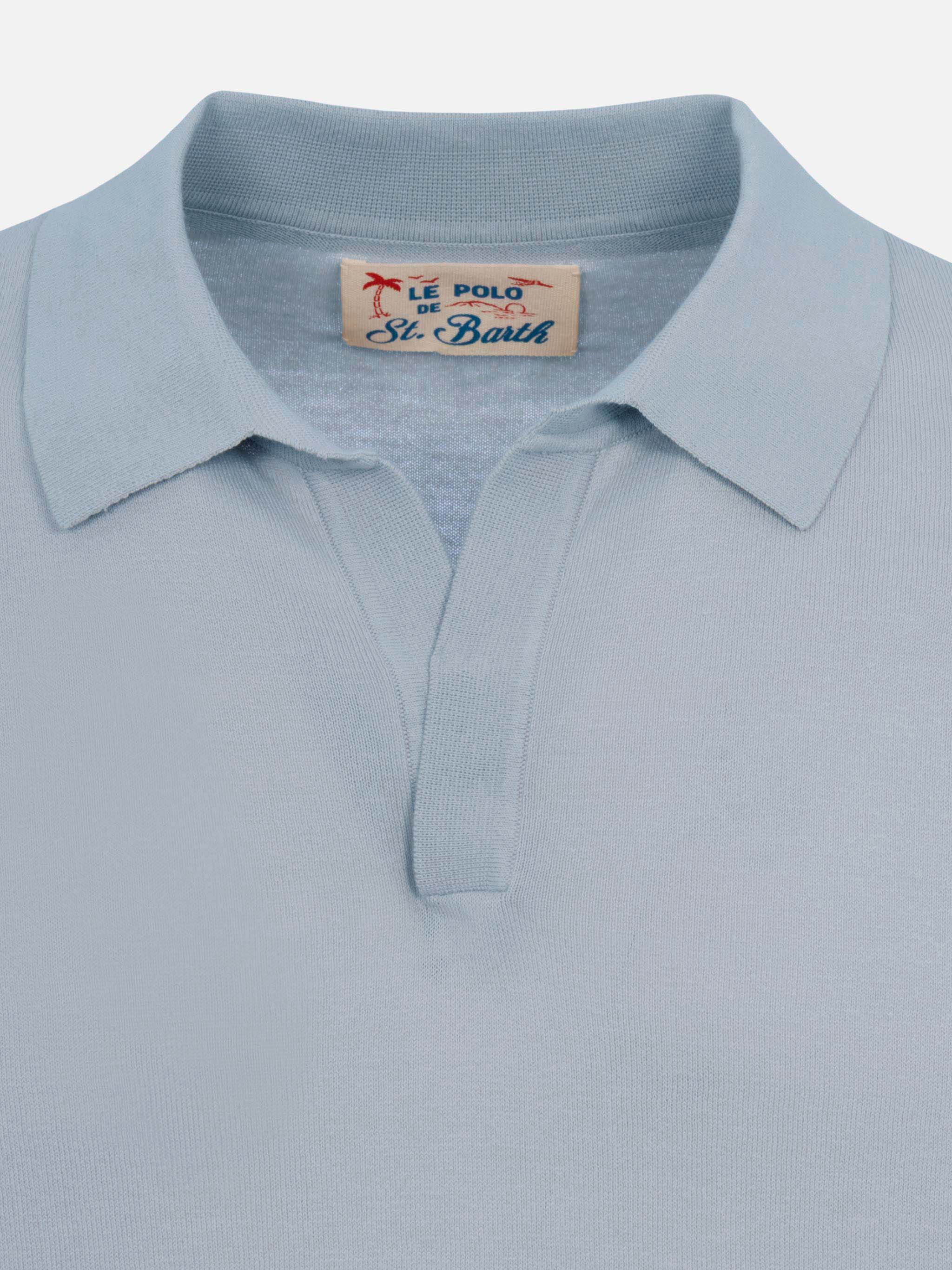Polo Sloan in maglia azzurro senza bottoni - Image 6