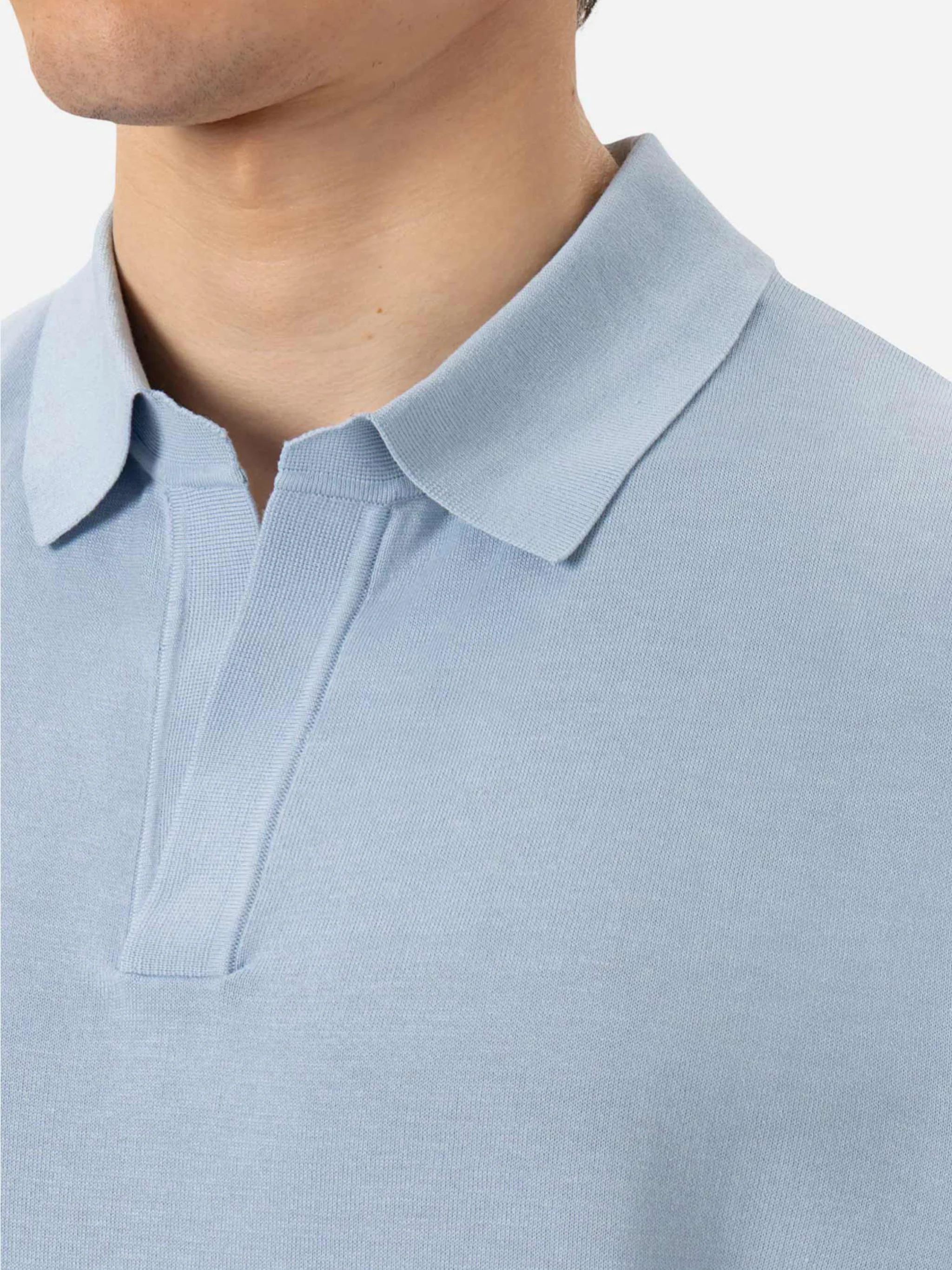 Polo Sloan in maglia di seta e cotone azzurro - Image 2