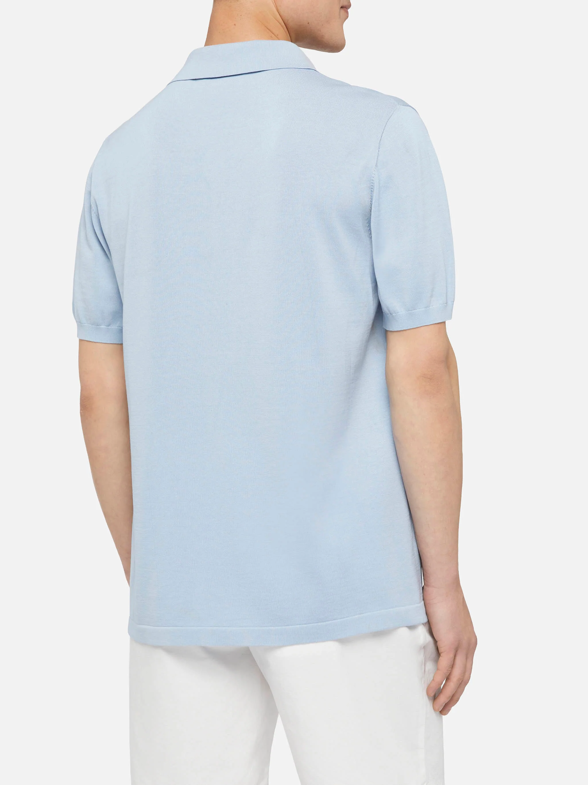 Polo Sloan in maglia di seta e cotone azzurro - Image 3