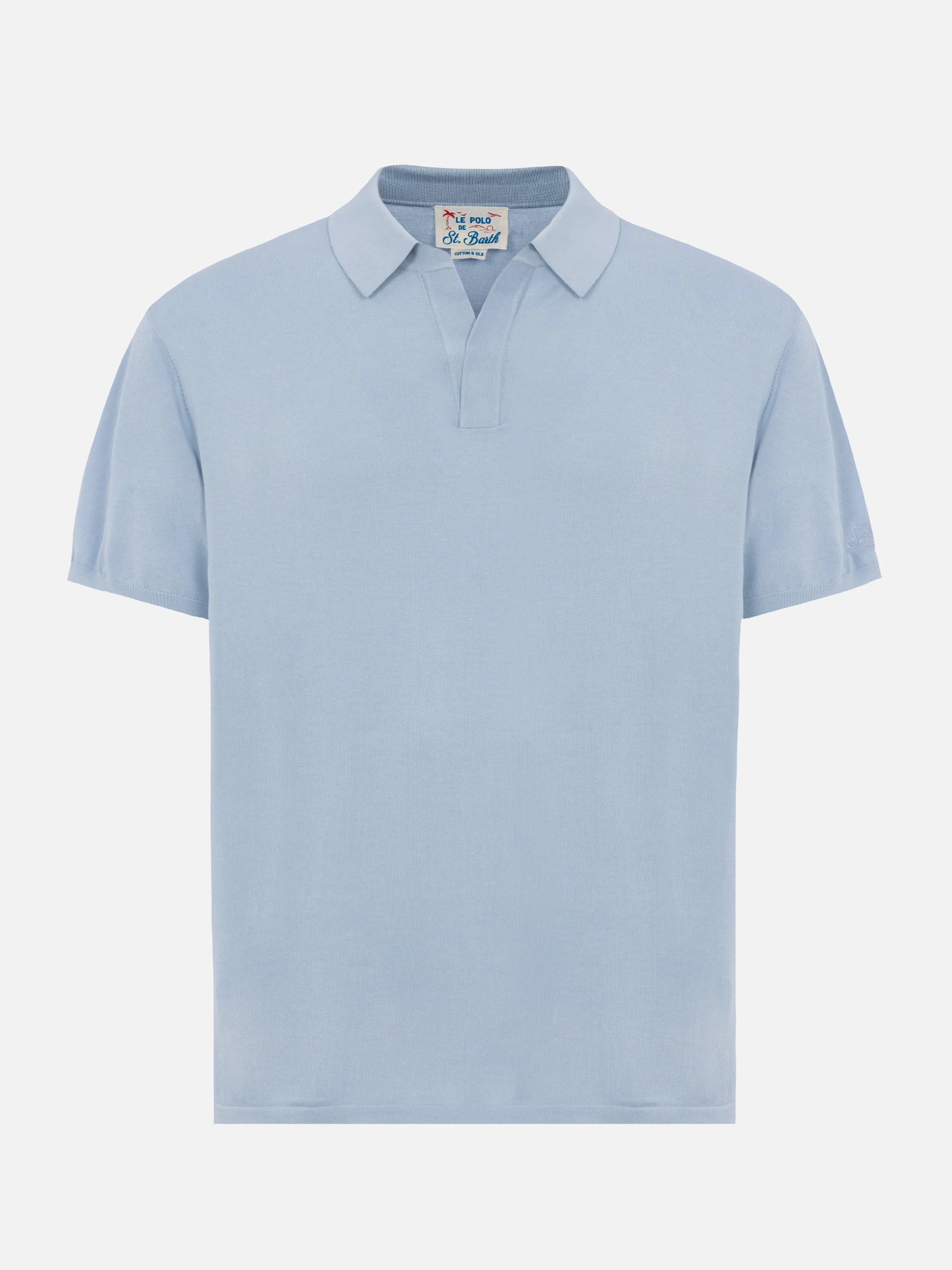 Polo Sloan in maglia di seta e cotone azzurro - Image 6