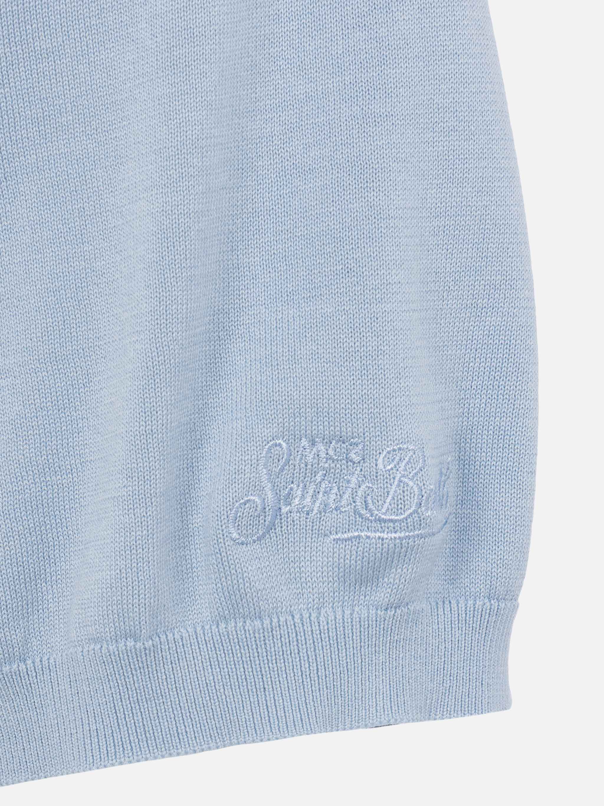 Polo Sloan in maglia di seta e cotone azzurro - Image 9