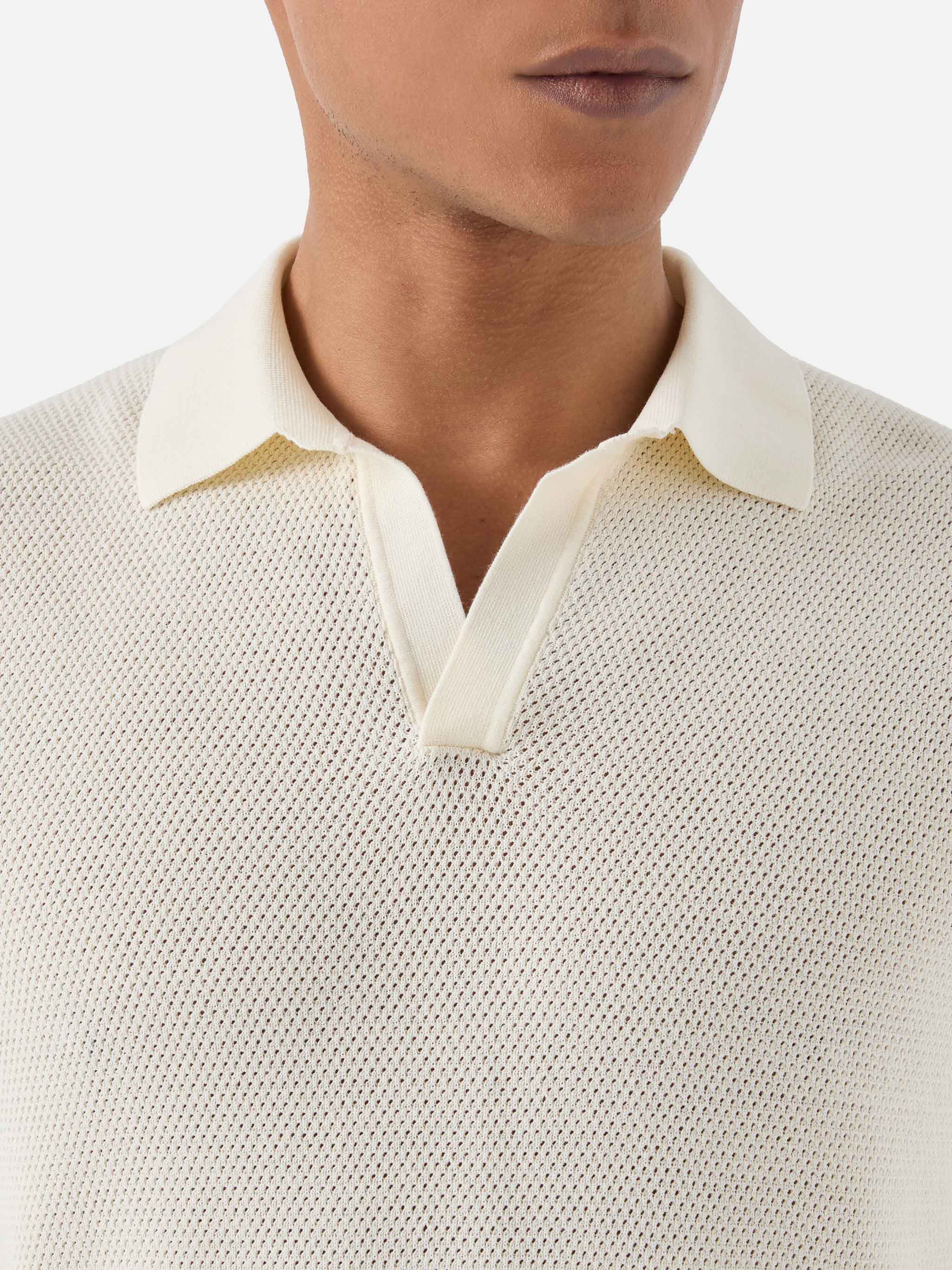 Polo Sloan Mesh in cotone pregiato high twist beige - Image 2