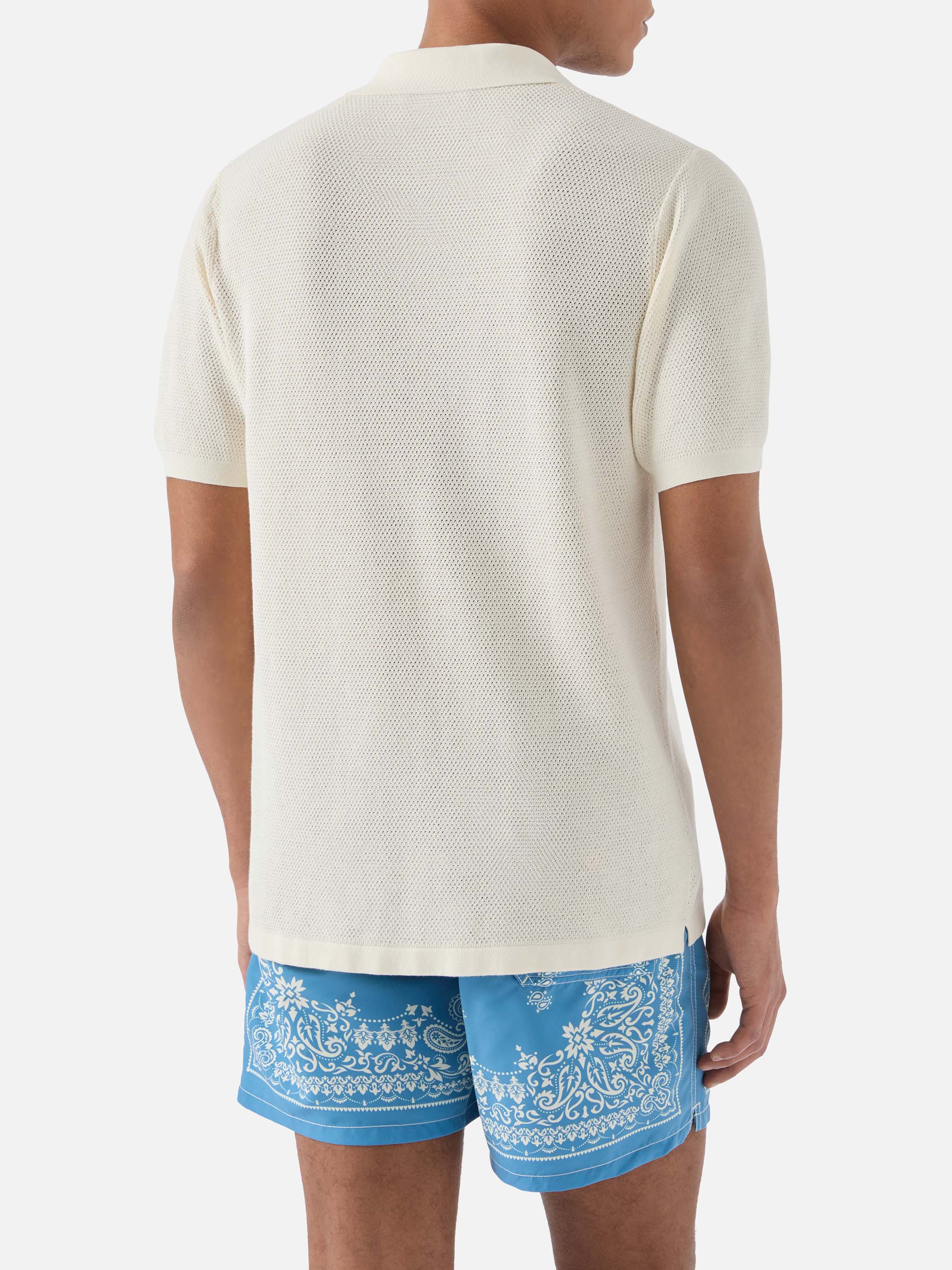 Polo Sloan Mesh in cotone pregiato high twist beige - Image 3