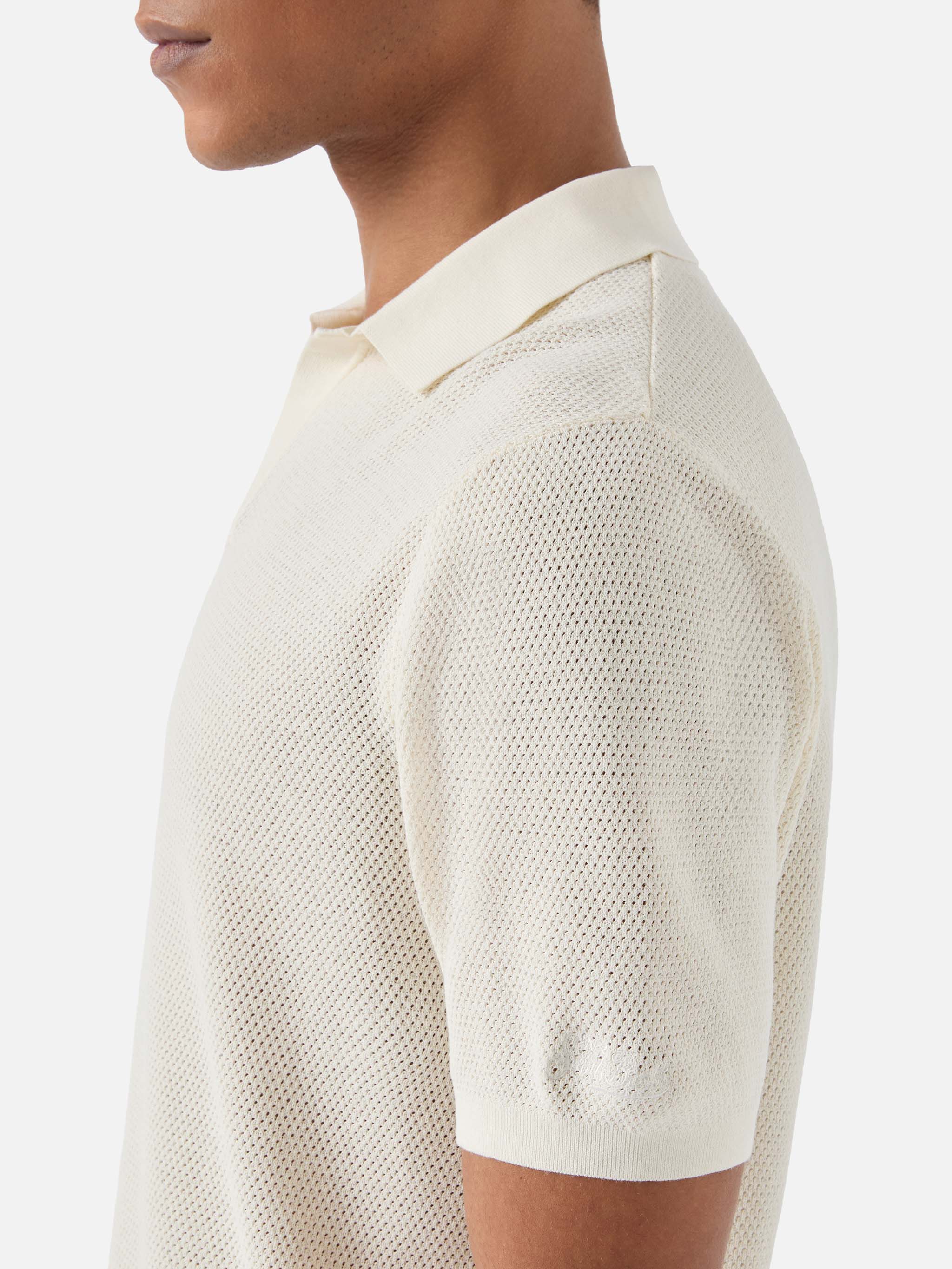 Polo Sloan Mesh in cotone pregiato high twist beige - Image 4