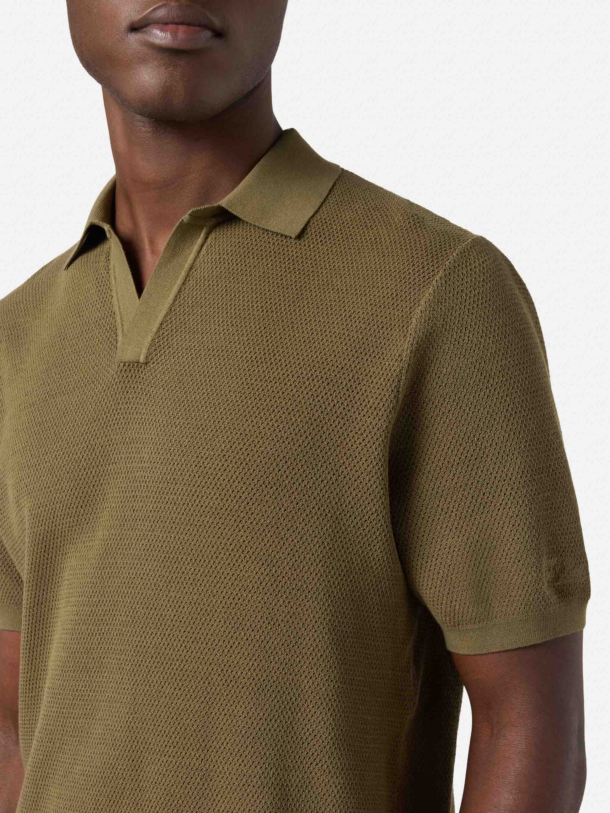 Polo Sloan Mesh in cotone pregiato high twist verde militare - Image 2