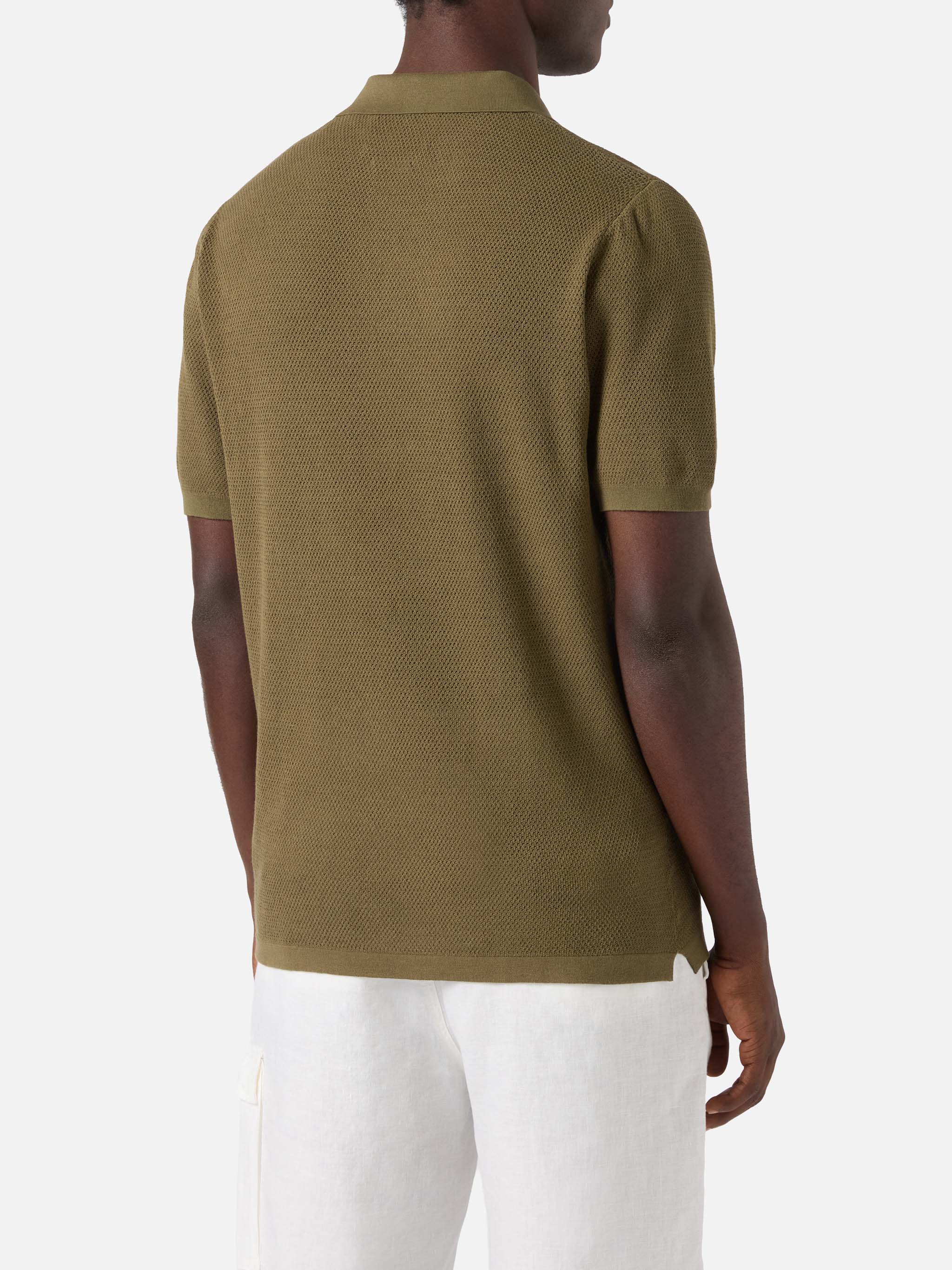 Polo Sloan Mesh in cotone pregiato high twist verde militare - Image 3