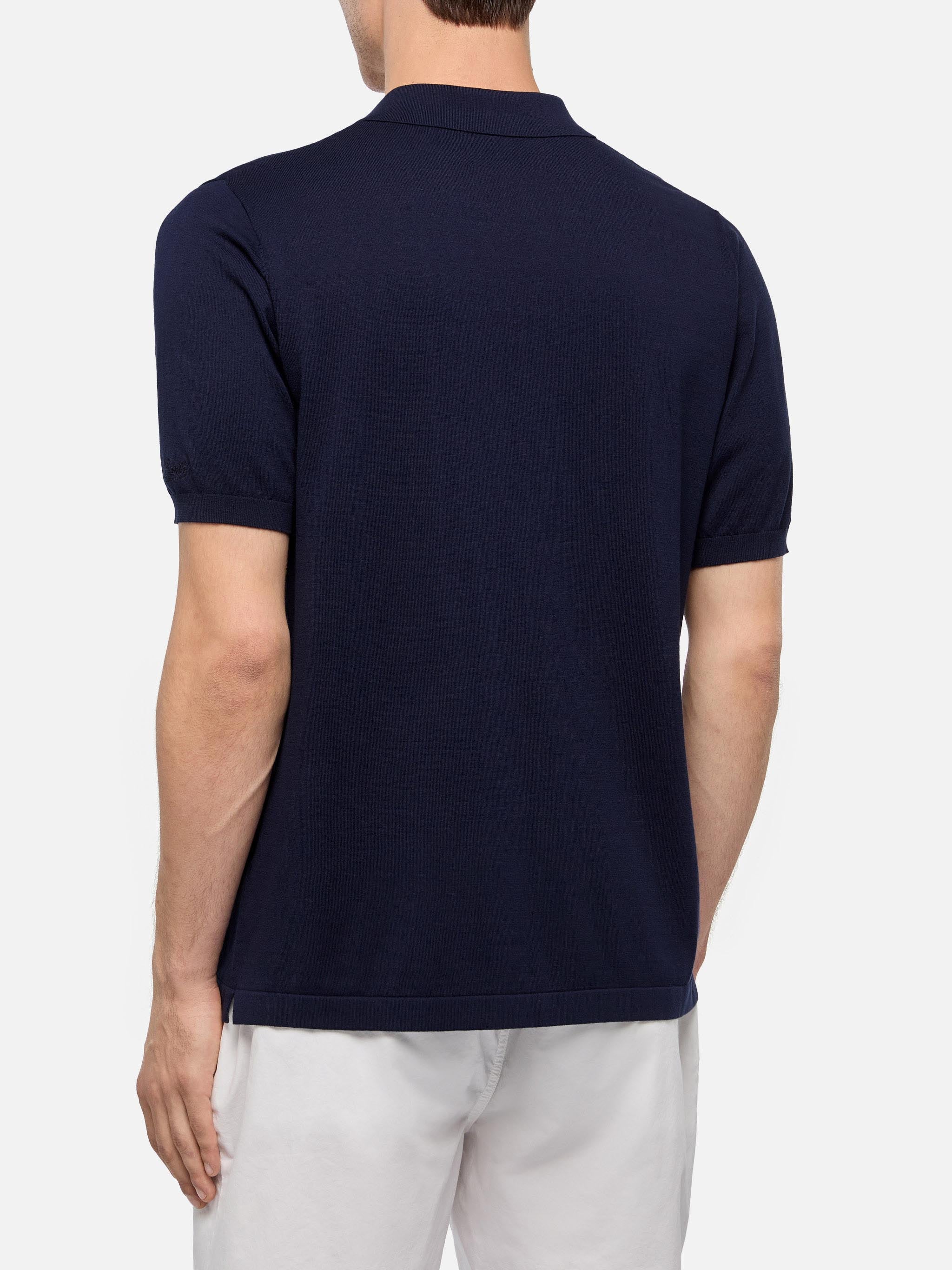Polo Sloan senza bottoni in maglia blu - Image 3