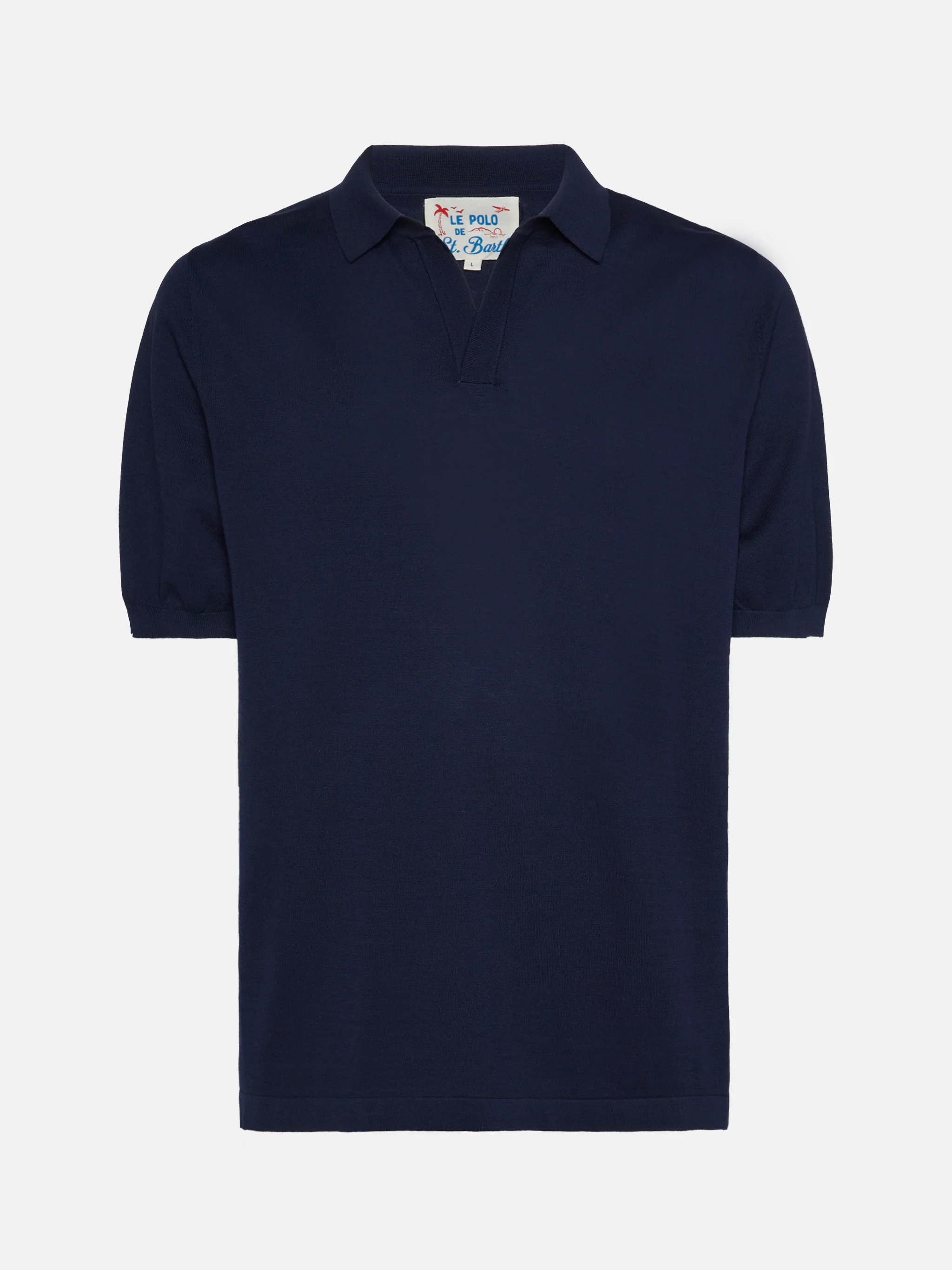 Polo Sloan senza bottoni in maglia blu - Image 4