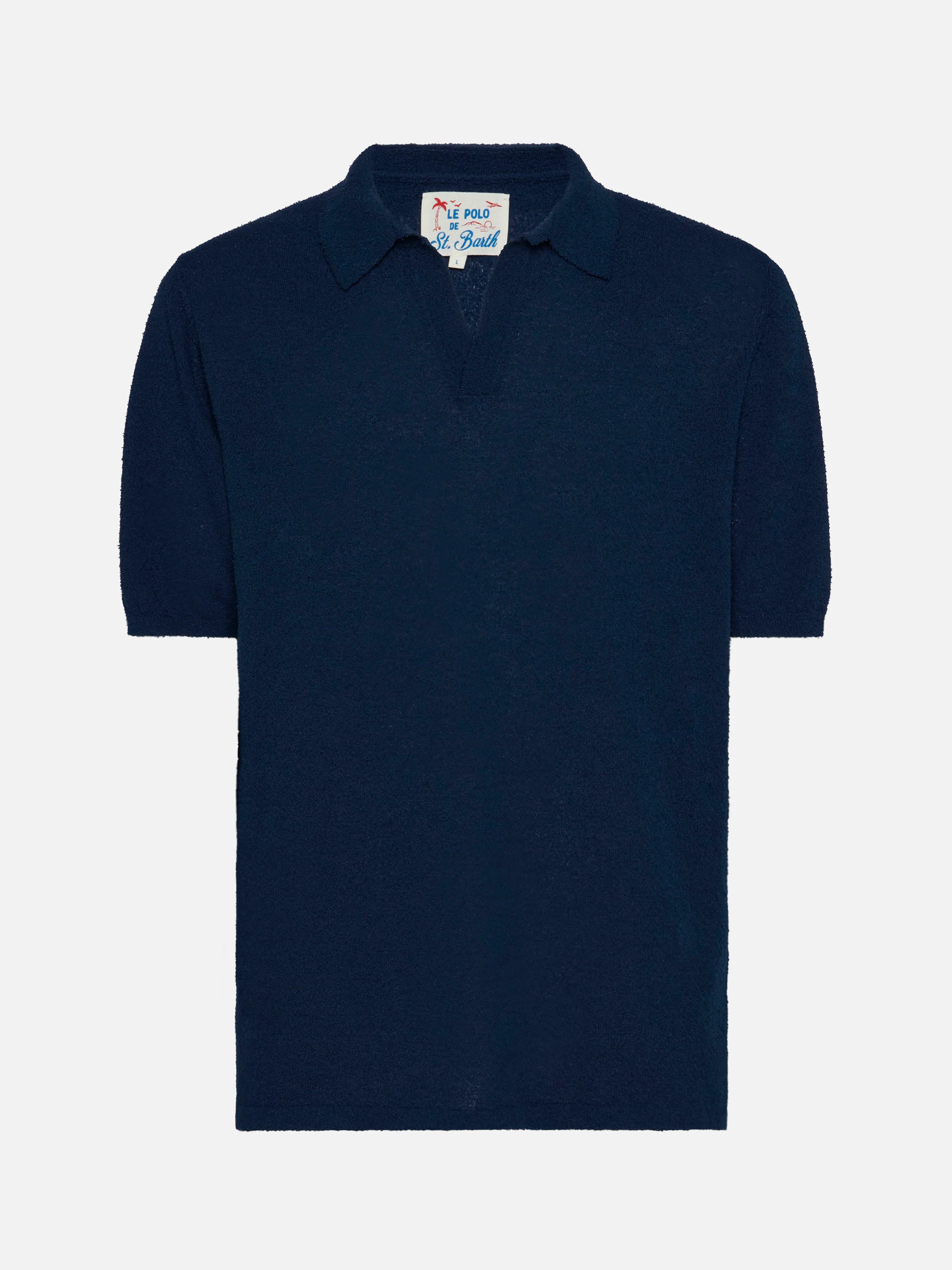 Polo Sloan Terry senza bottoni in spugna blu navy - Image 5