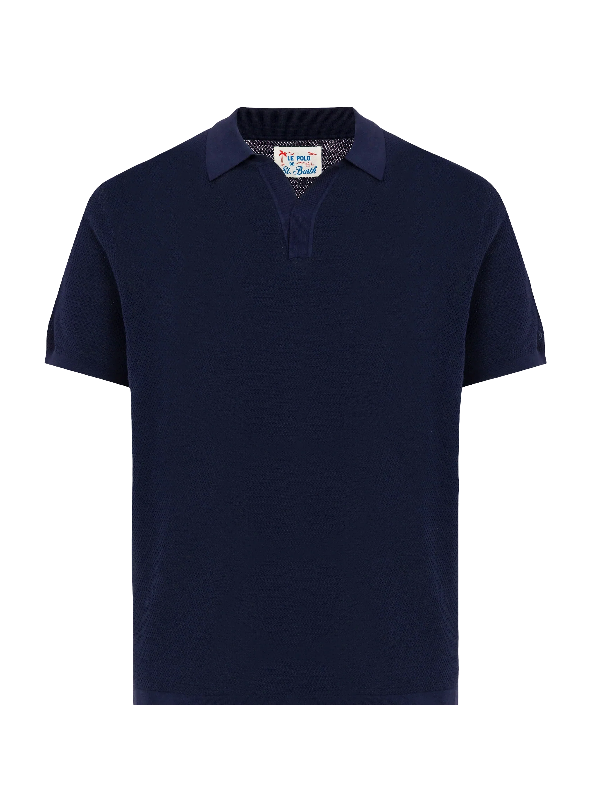 Polo Sloan senza bottoni in maglia a rete blu navy - Image 3