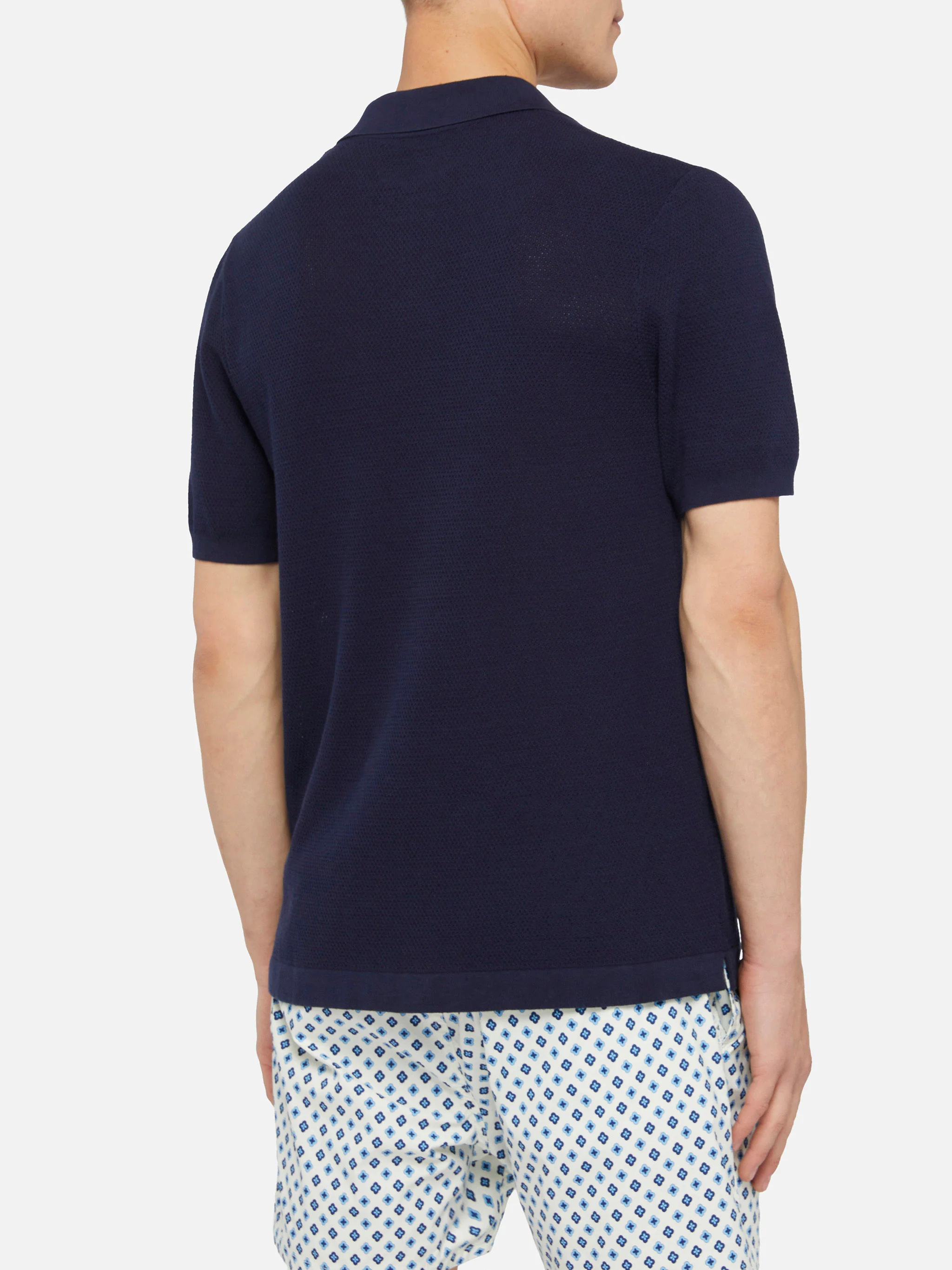 Polo Sloan senza bottoni in maglia a rete blu navy - Image 5