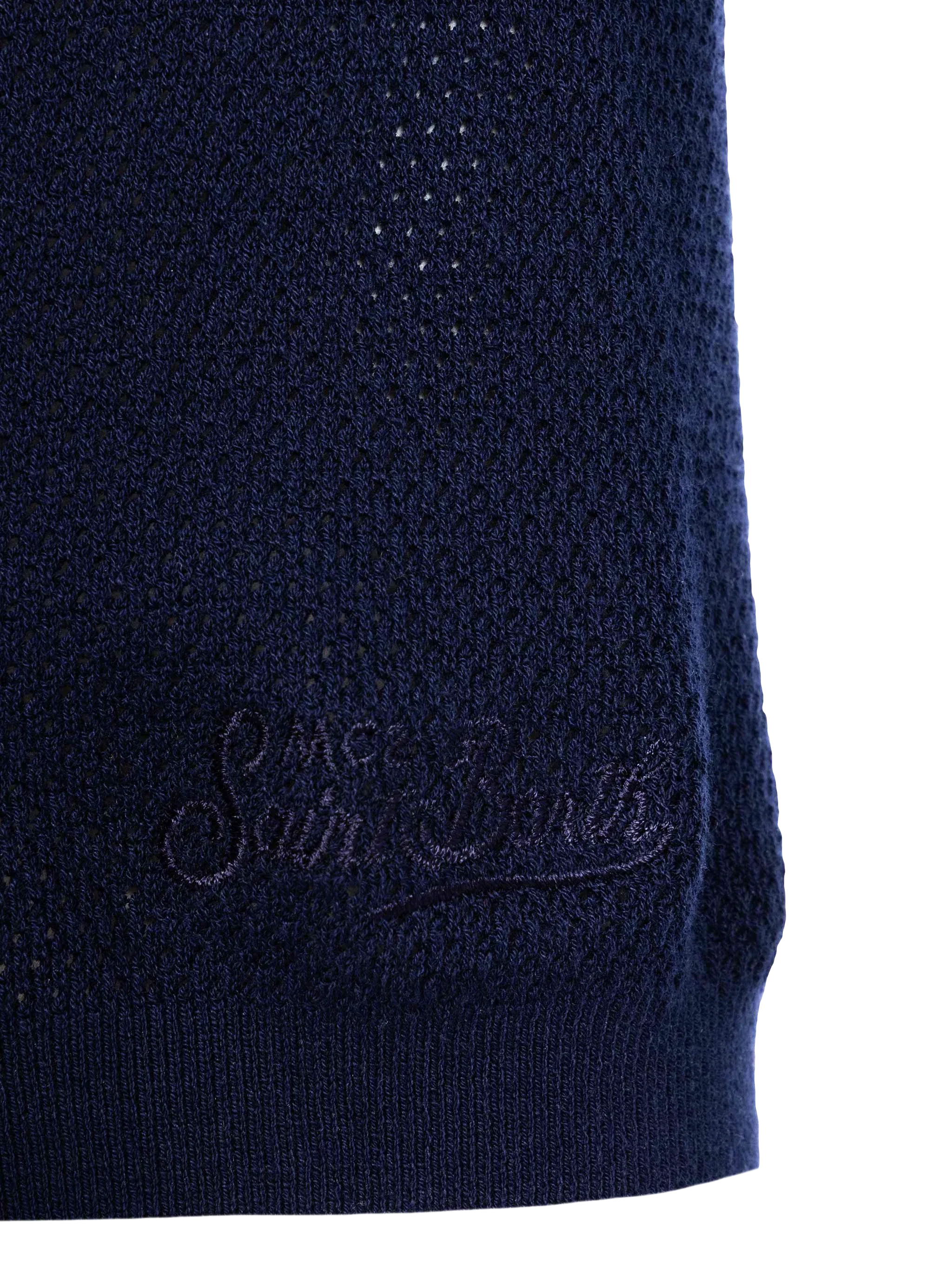Polo Sloan senza bottoni in maglia a rete blu navy - Image 7