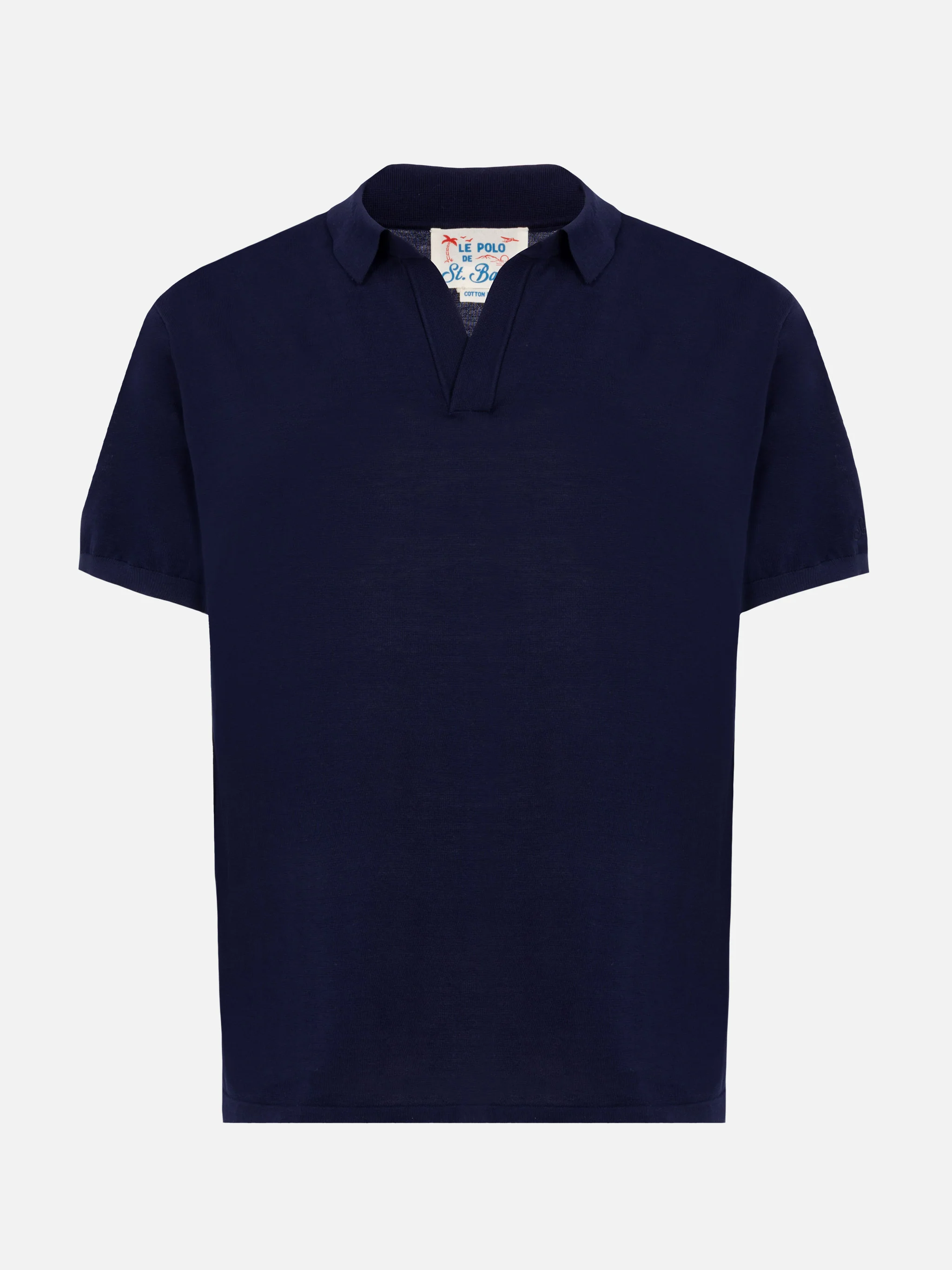 Polo Sloan in maglia di seta e cotone blu navy - Image 3