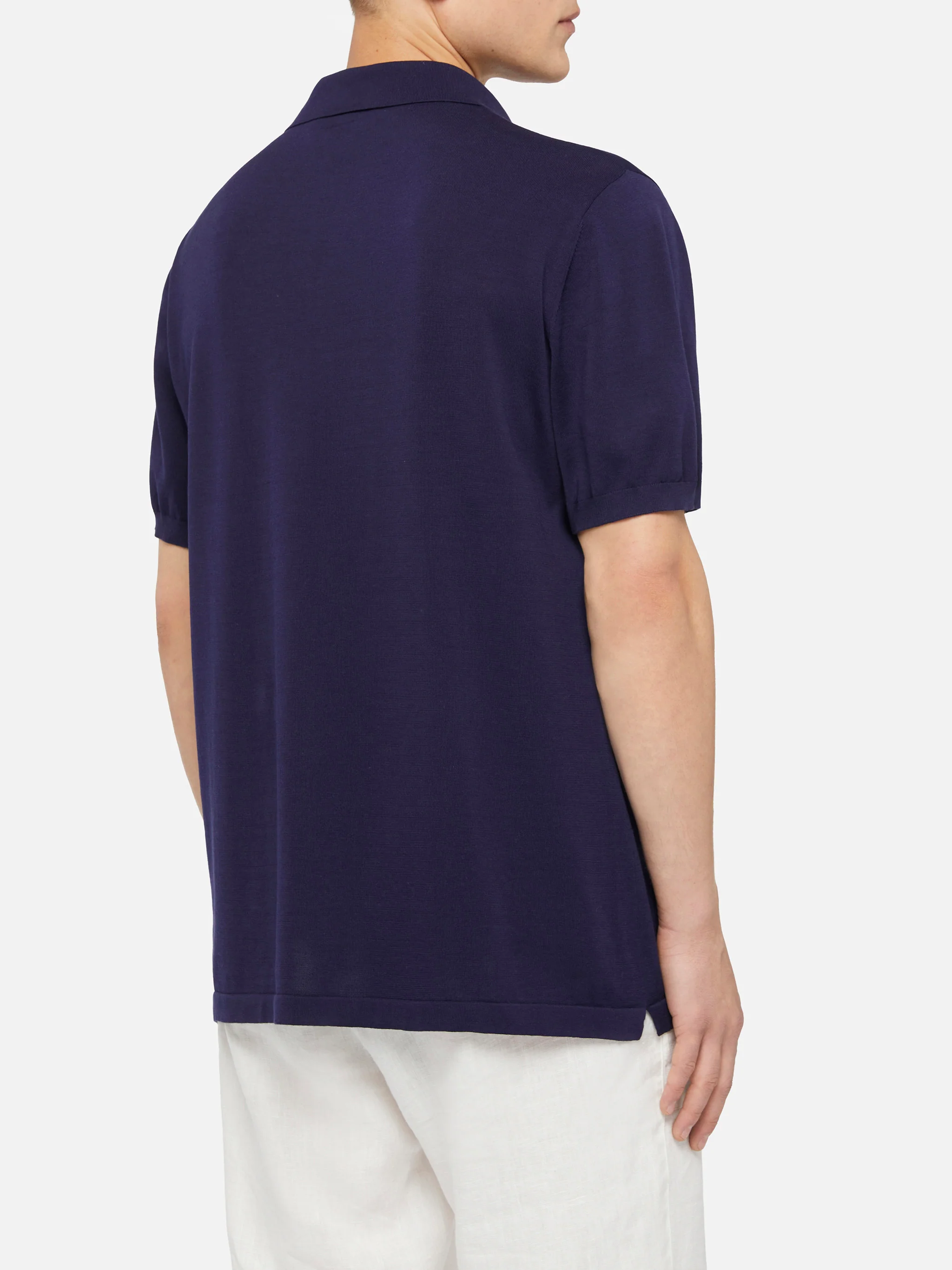 Polo Sloan in maglia di seta e cotone blu navy - Image 5