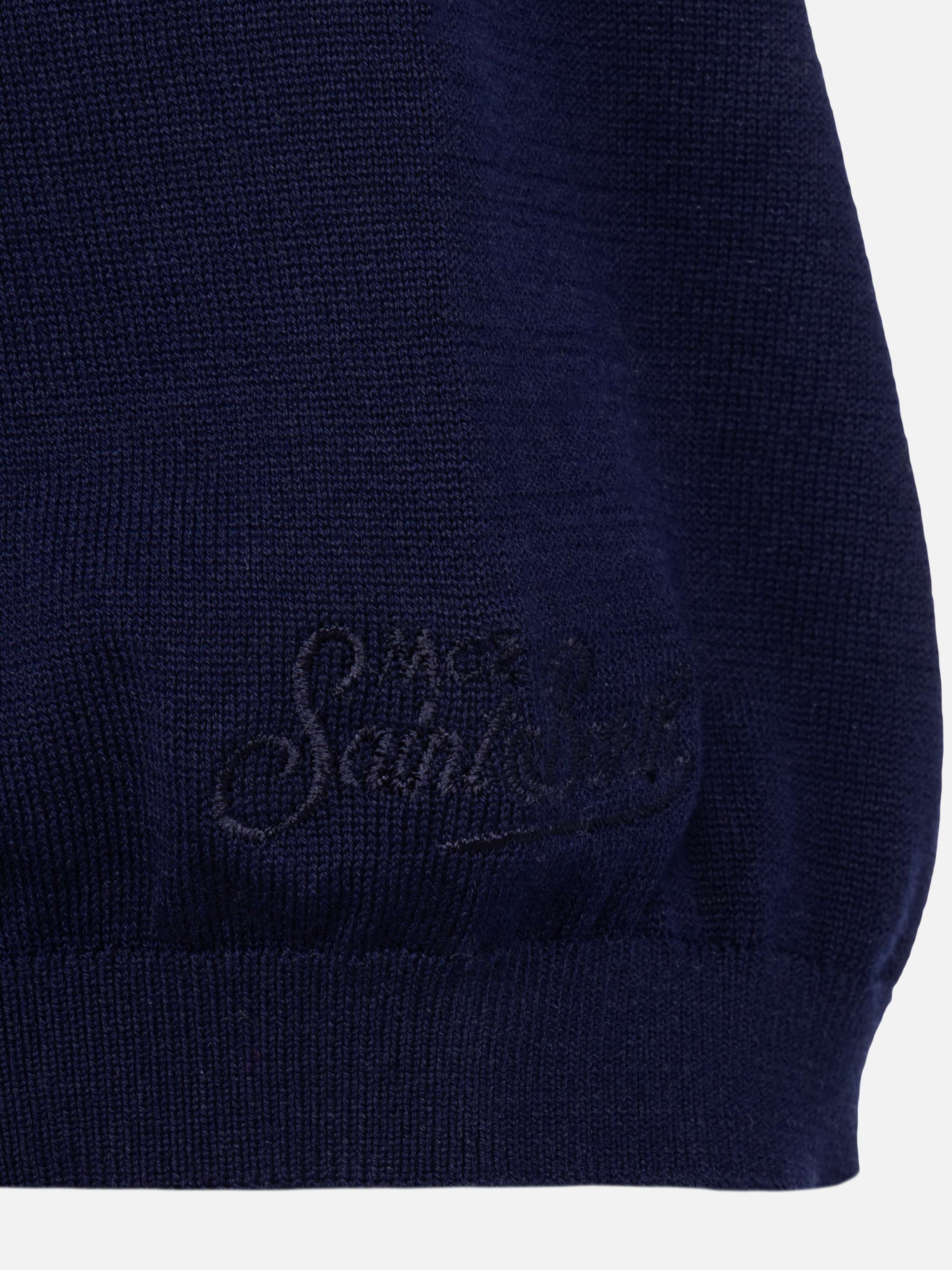 Polo Sloan in maglia di seta e cotone blu navy - Image 7