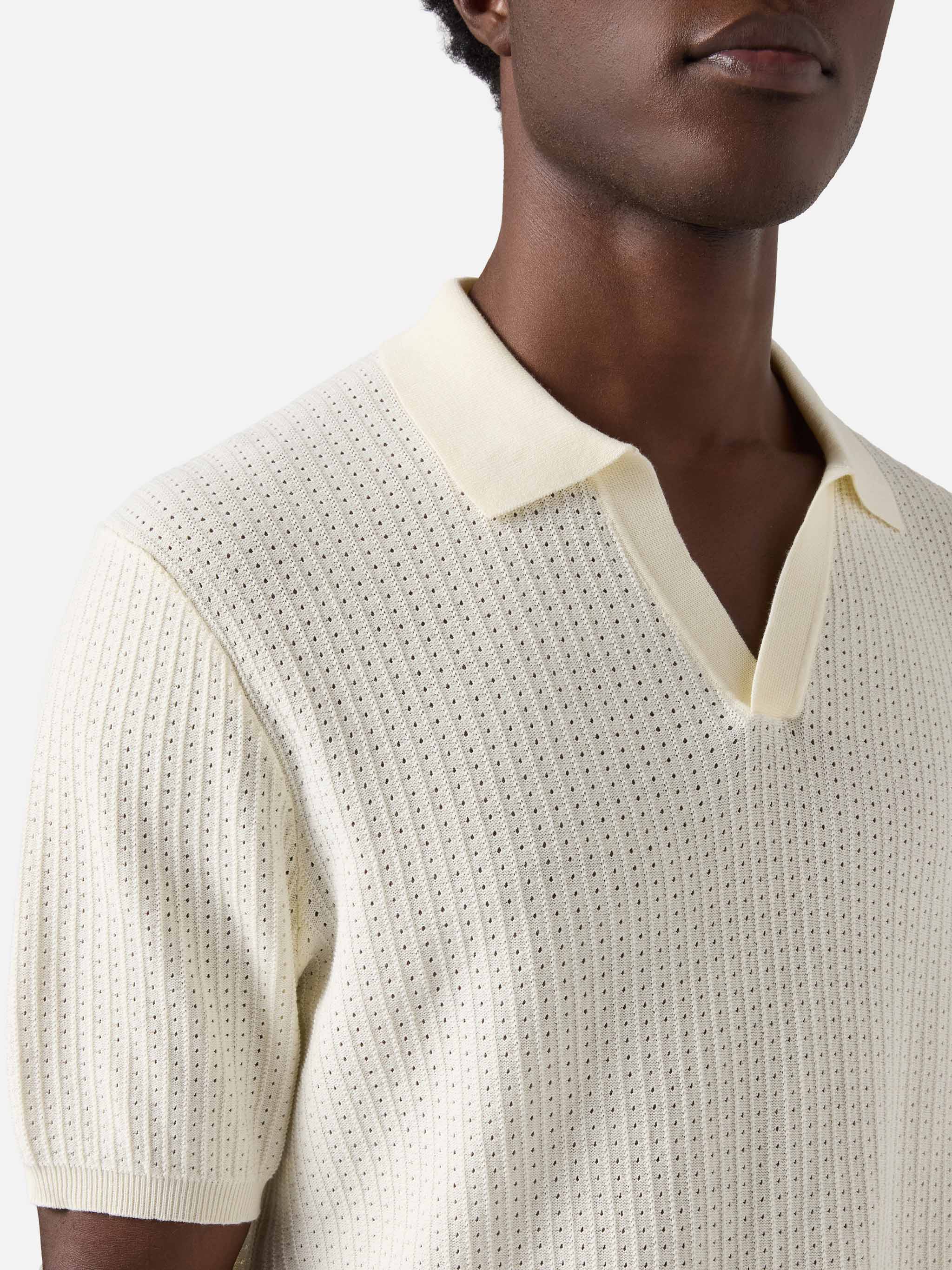 Polo Sloan Net in cotone pregiato high twist beige - Image 2