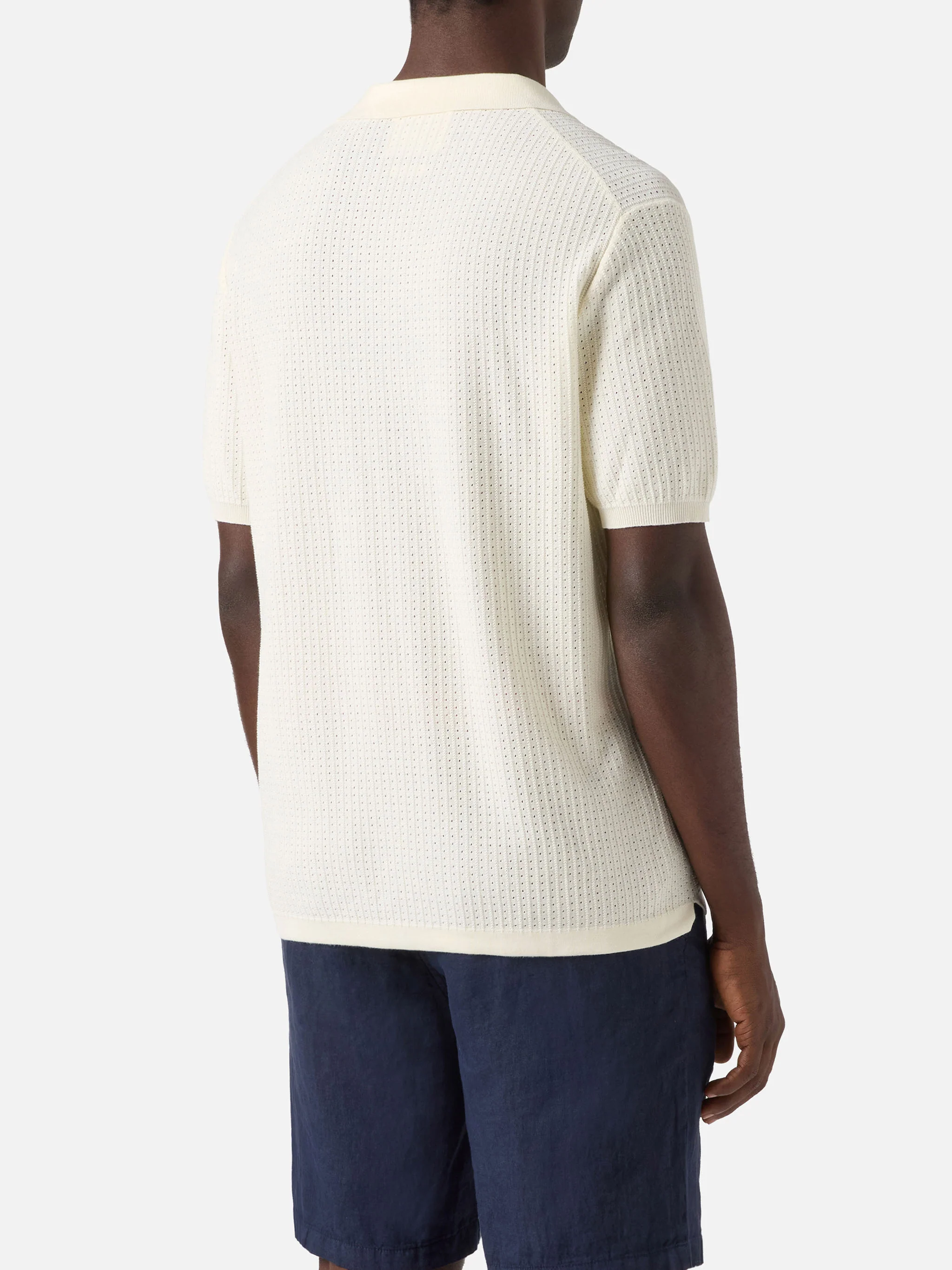 Polo Sloan Net in cotone pregiato high twist beige - Image 3