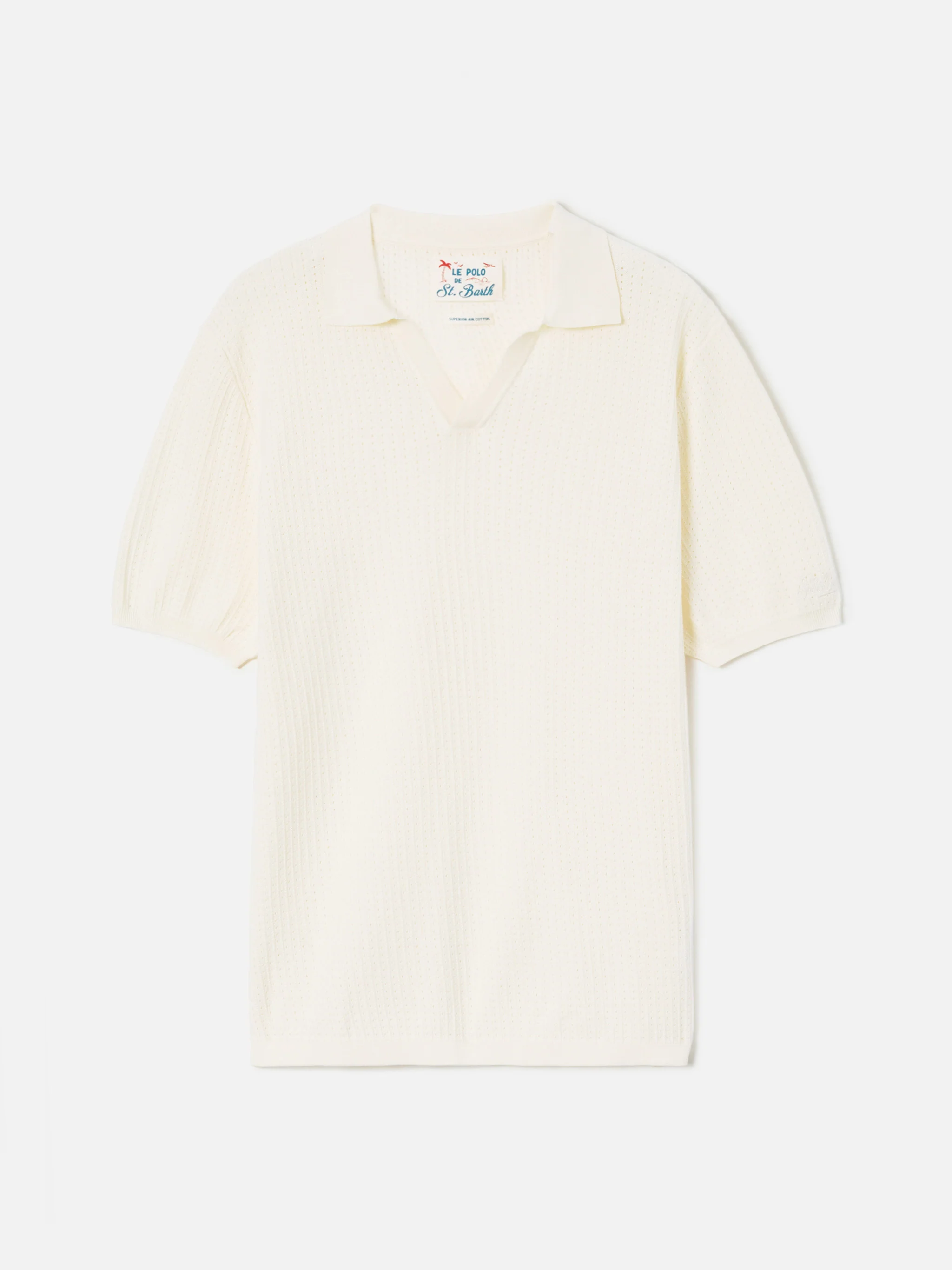 Polo Sloan Net in cotone pregiato high twist beige - Image 4