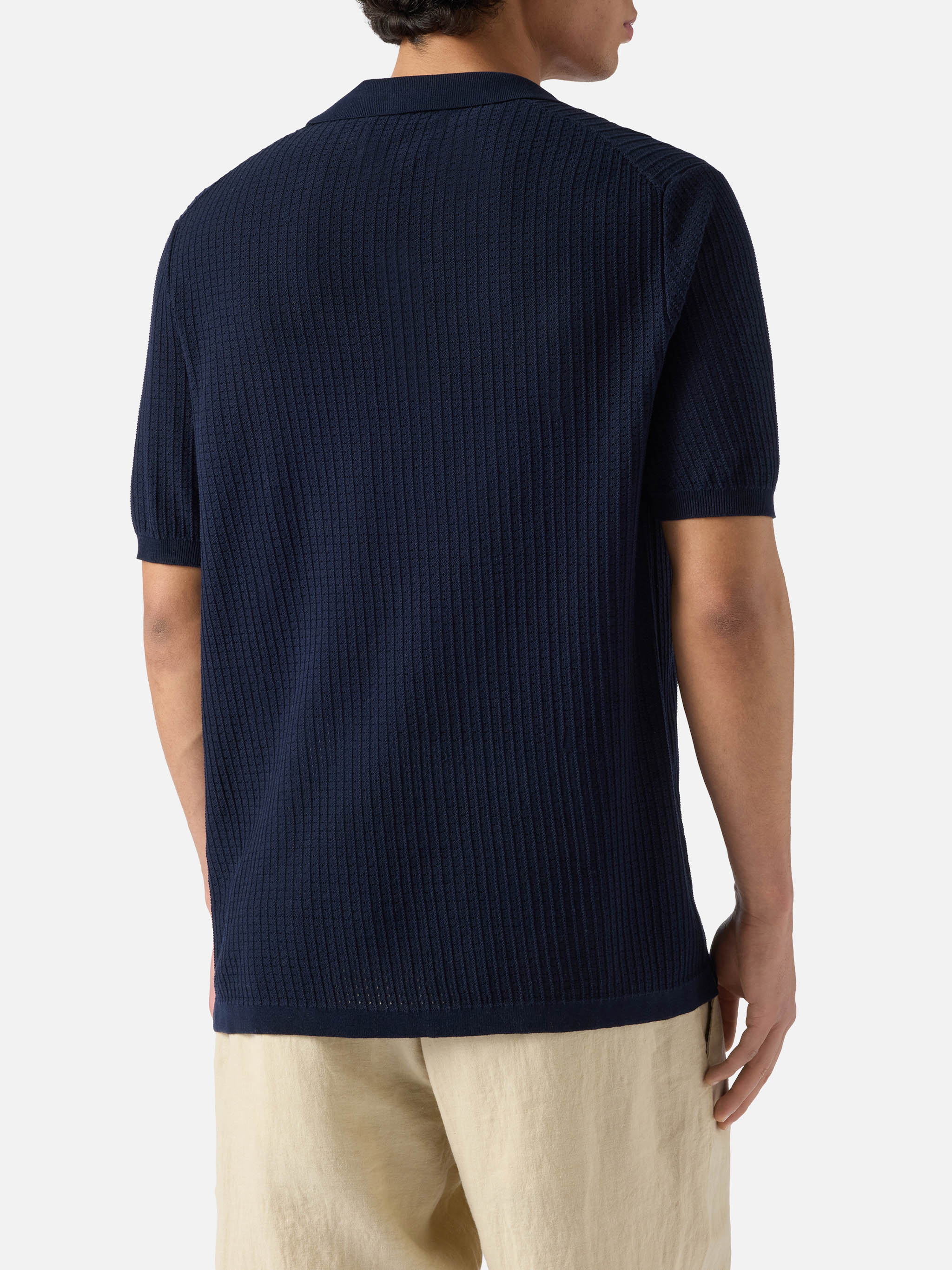 Polo Sloan Net in cotone pregiato high twist blu - Image 3