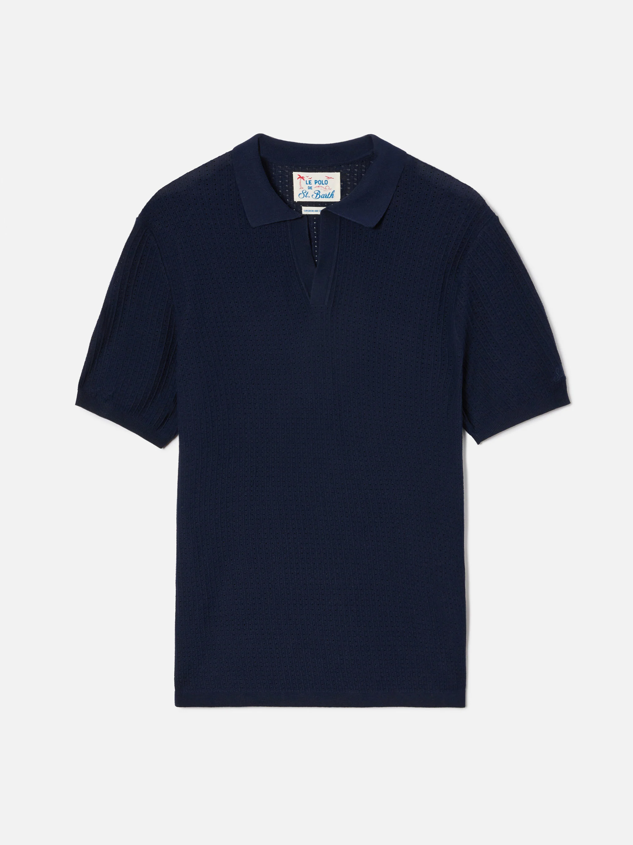Polo Sloan Net in cotone pregiato high twist blu - Image 4