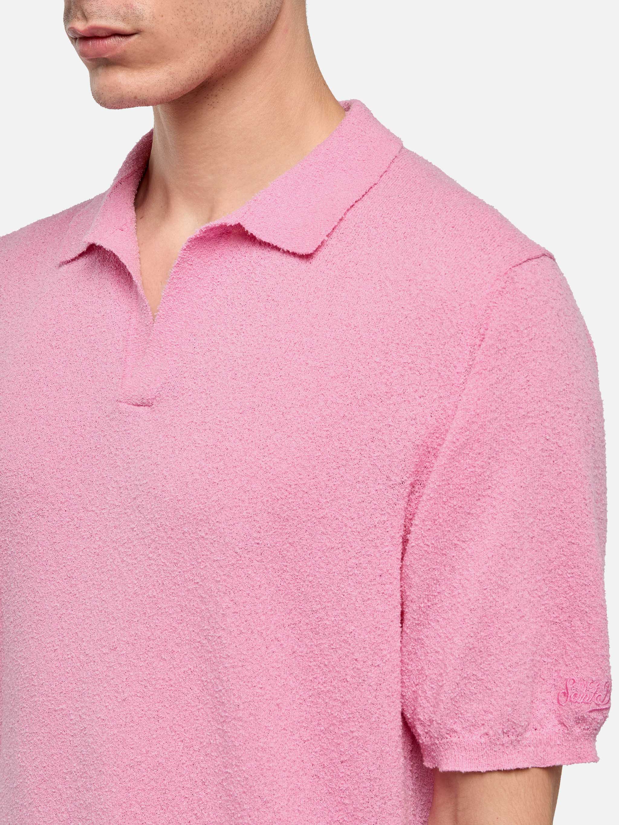 Polo Sloan senza bottoni in spugna rosa - Image 2