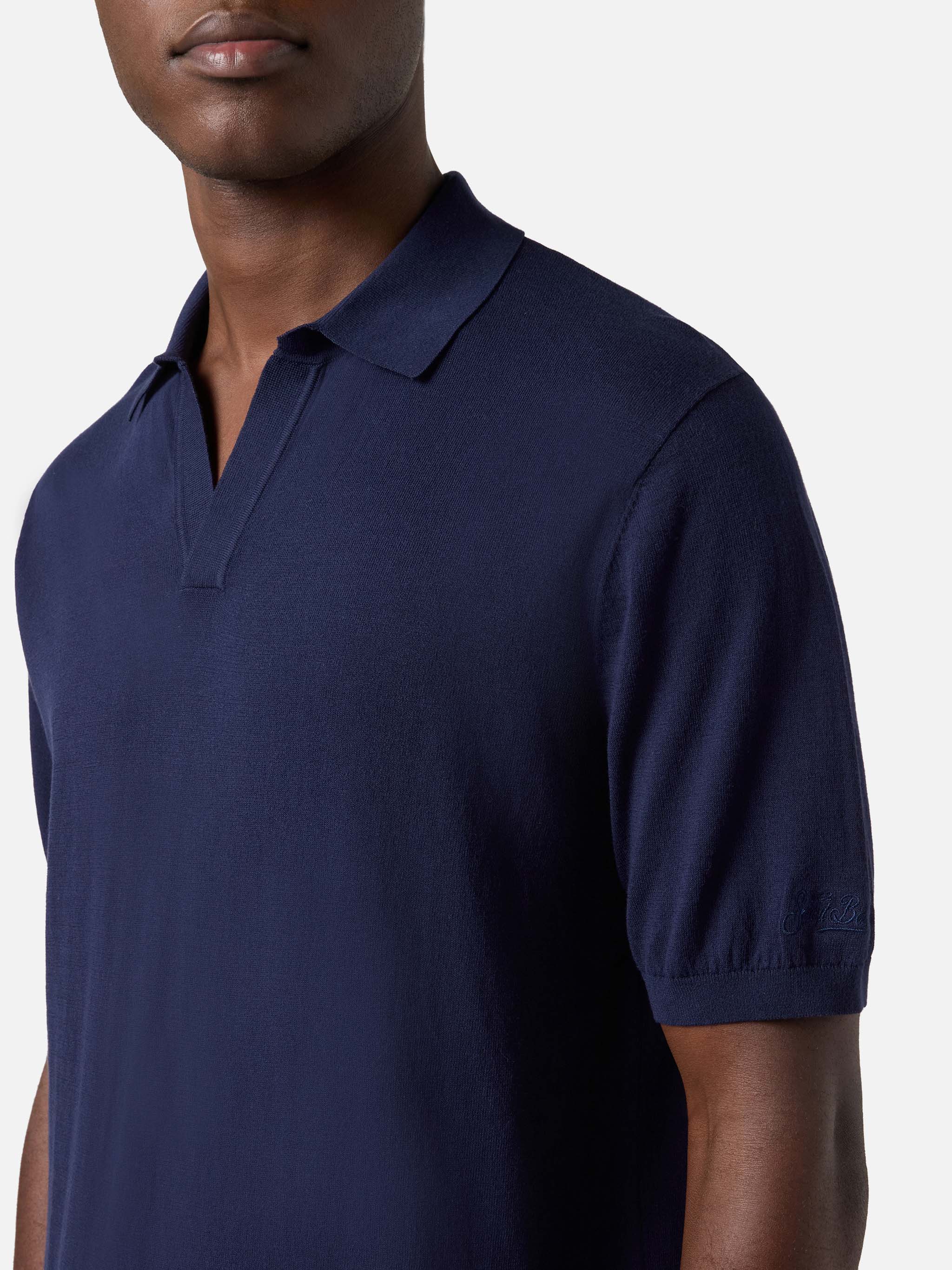 Polo Sloan in cotone pregiato high twist blu navy - Image 2