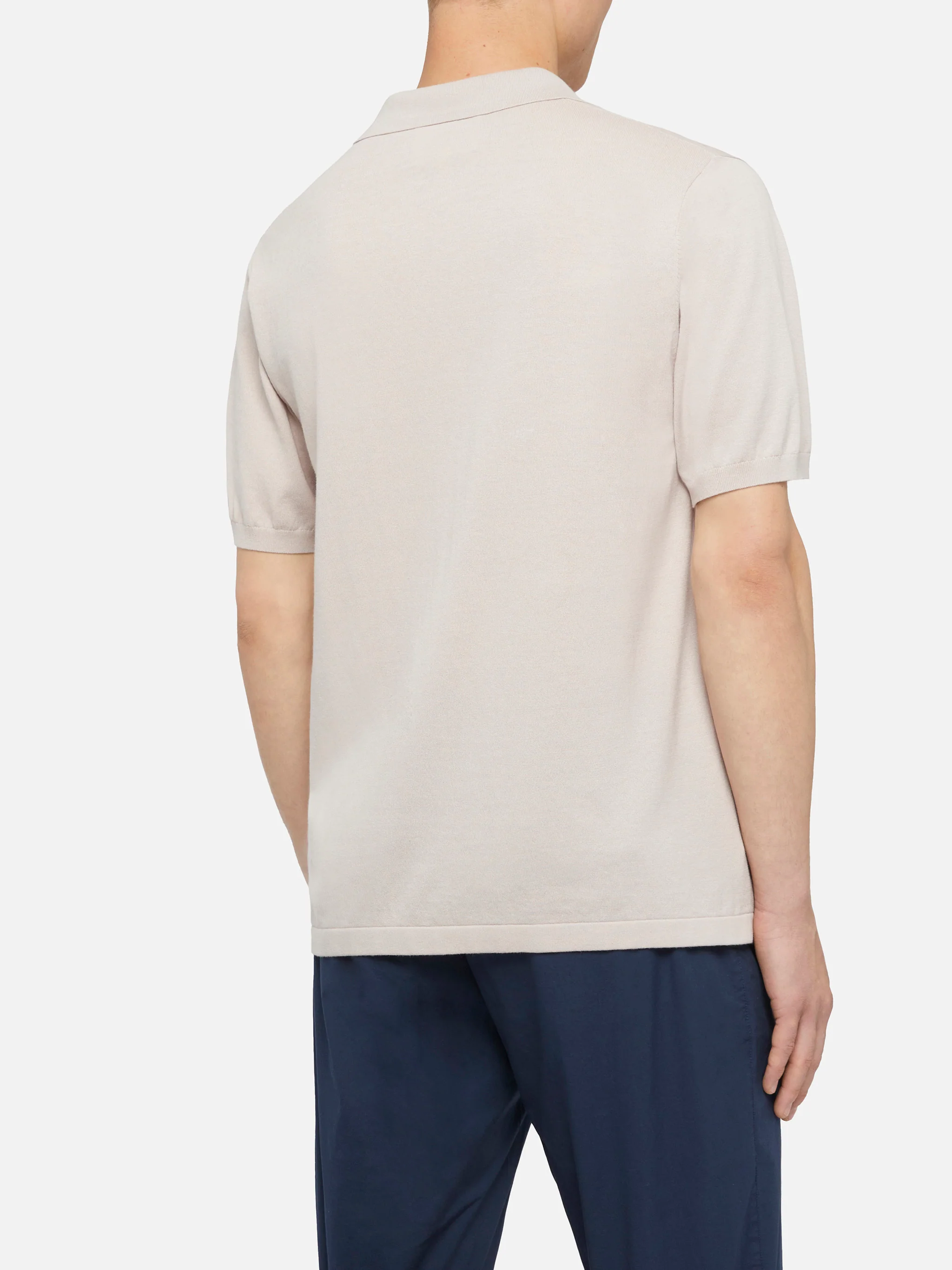 Polo Sloan in maglia grigio pietra senza bottoni - Image 3