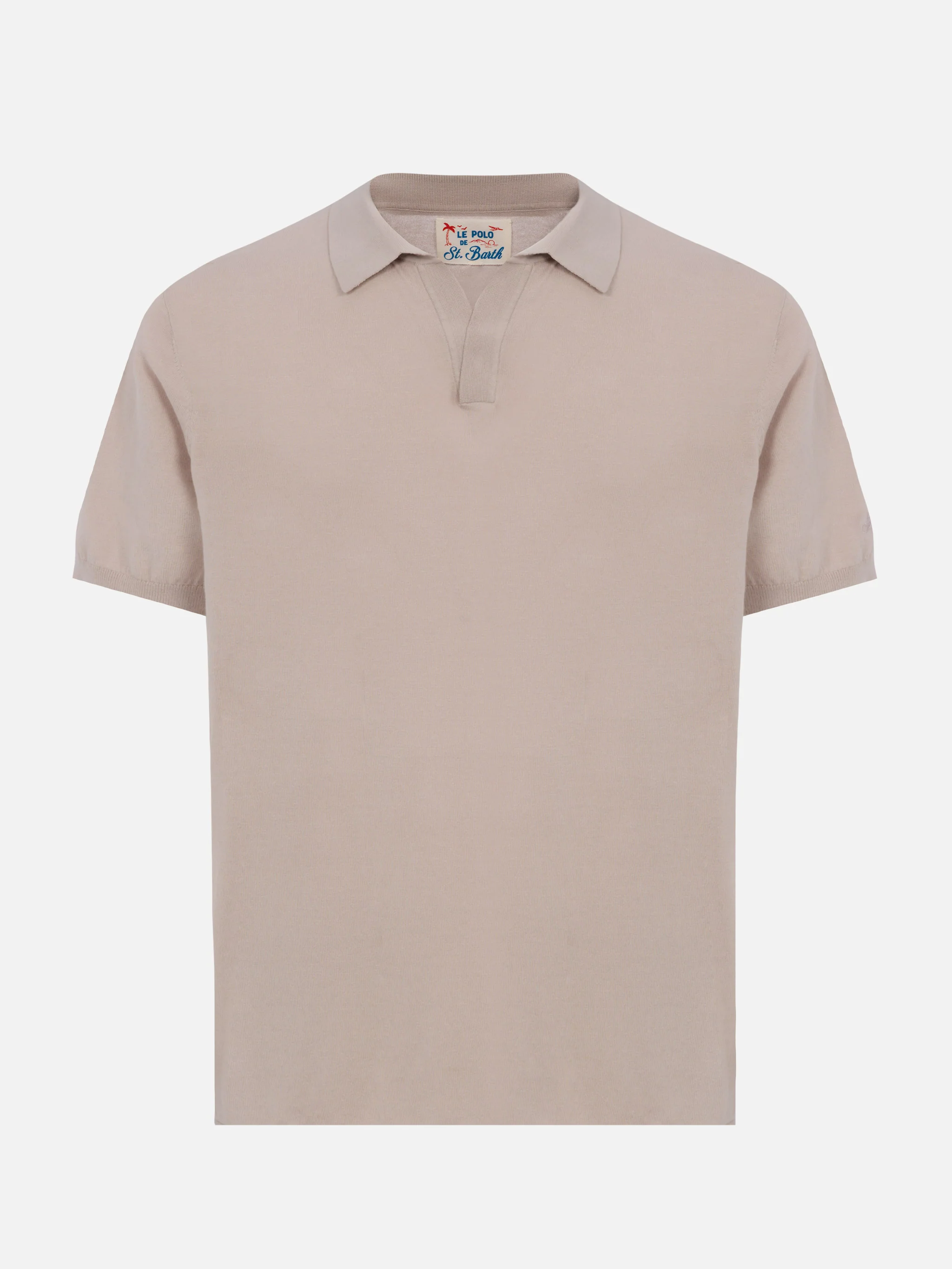 Polo Sloan in maglia grigio pietra senza bottoni - Image 4