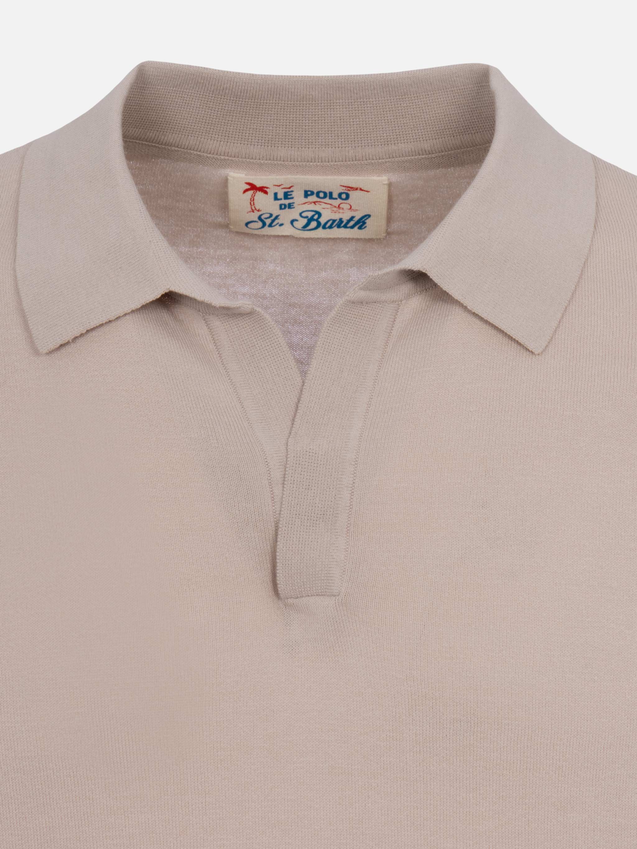 Polo Sloan in maglia grigio pietra senza bottoni - Image 6