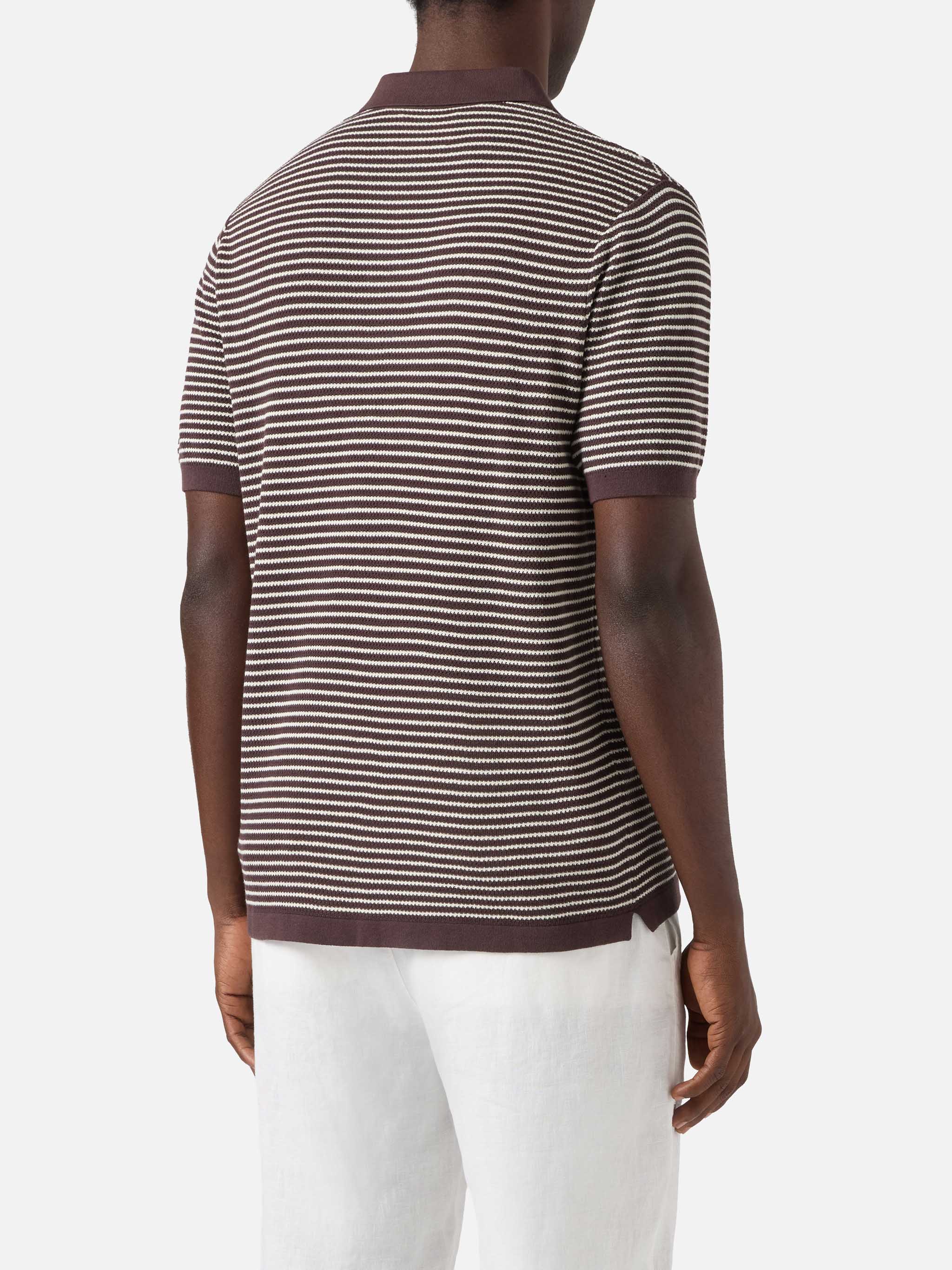Polo Sloan in cotone pregiato high twist a righe marroni - Image 3
