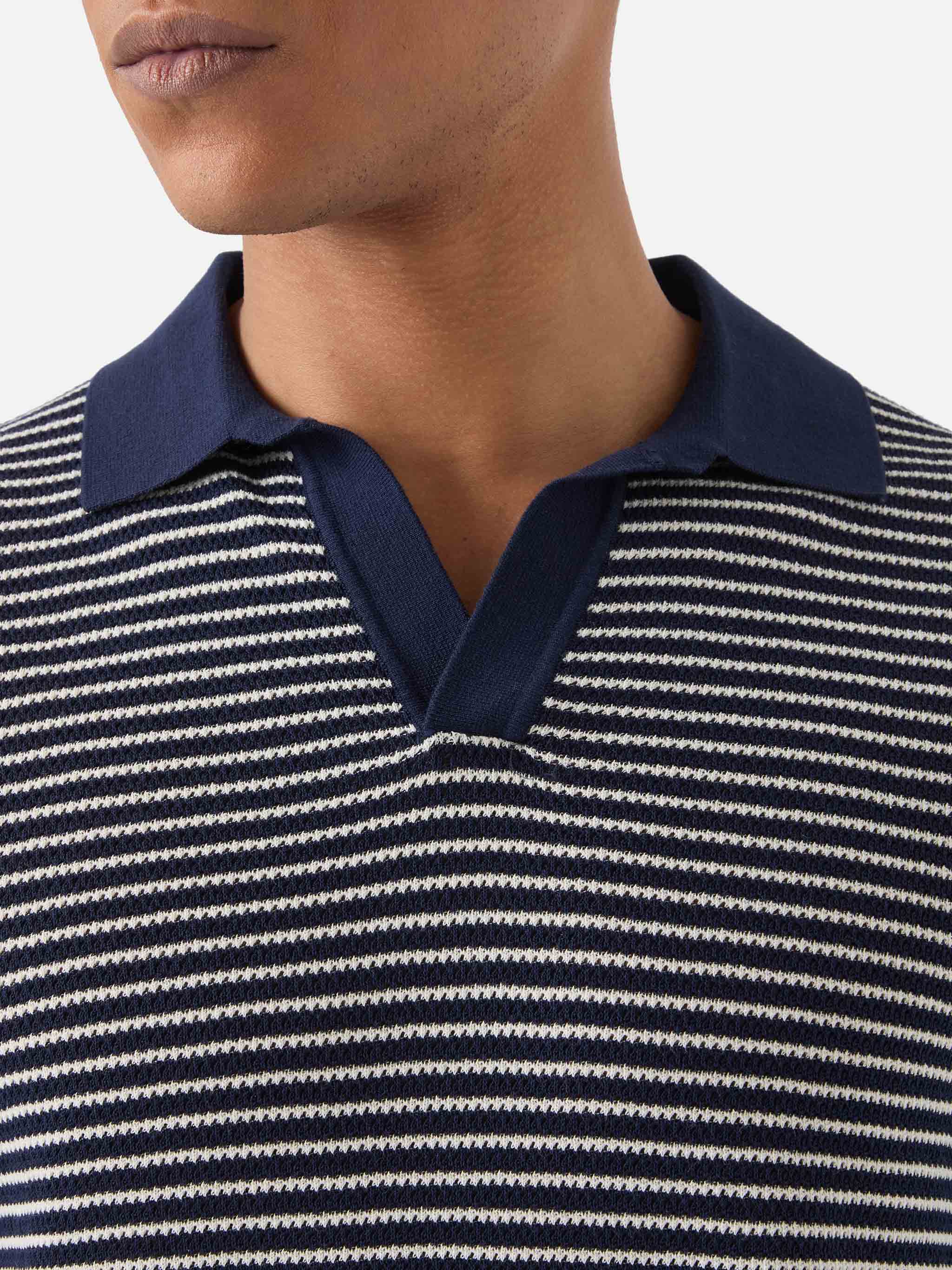 Polo Sloan in cotone pregiato high twist a righe blu - Image 2