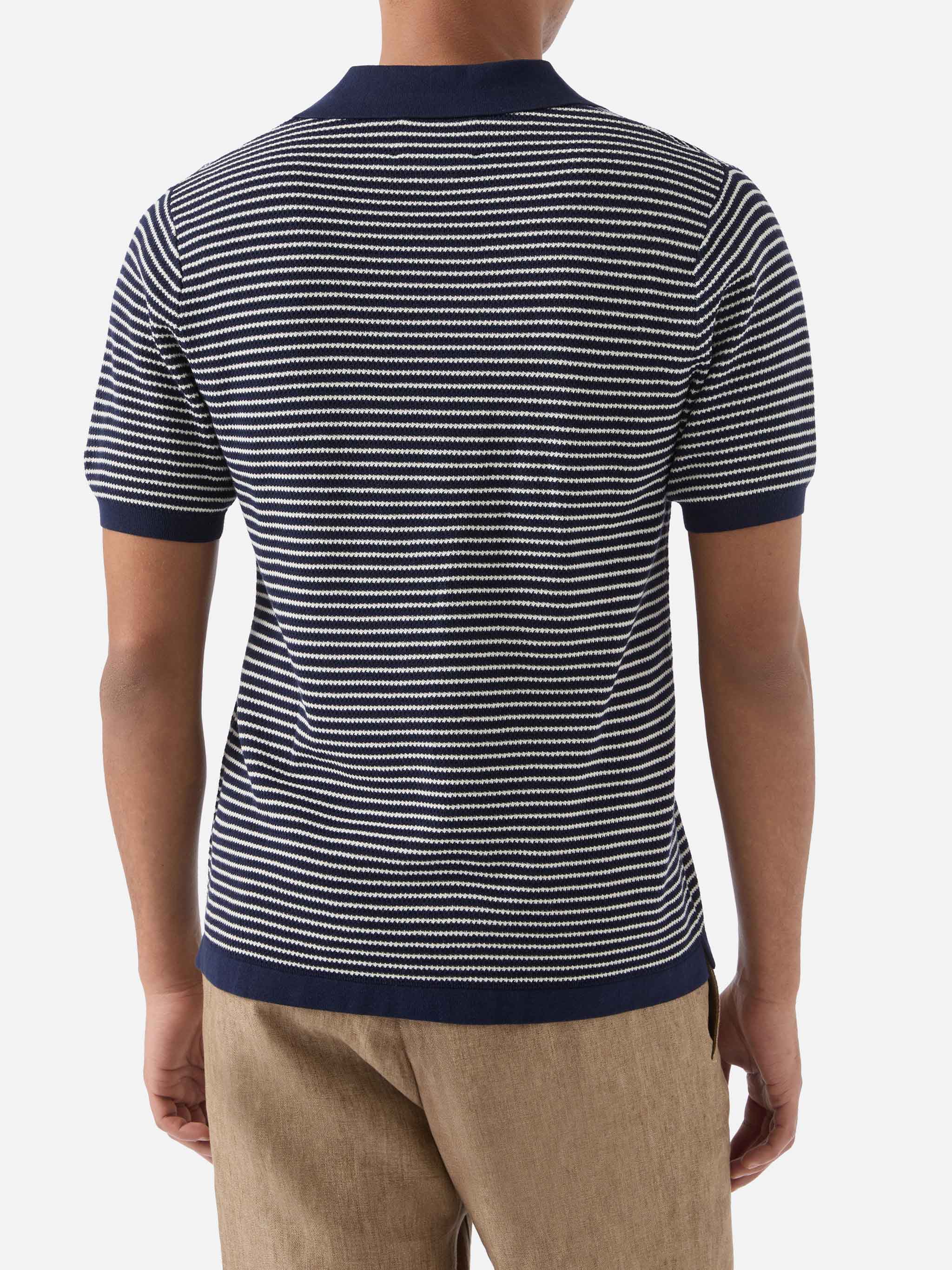 Polo Sloan in cotone pregiato high twist a righe blu - Image 3
